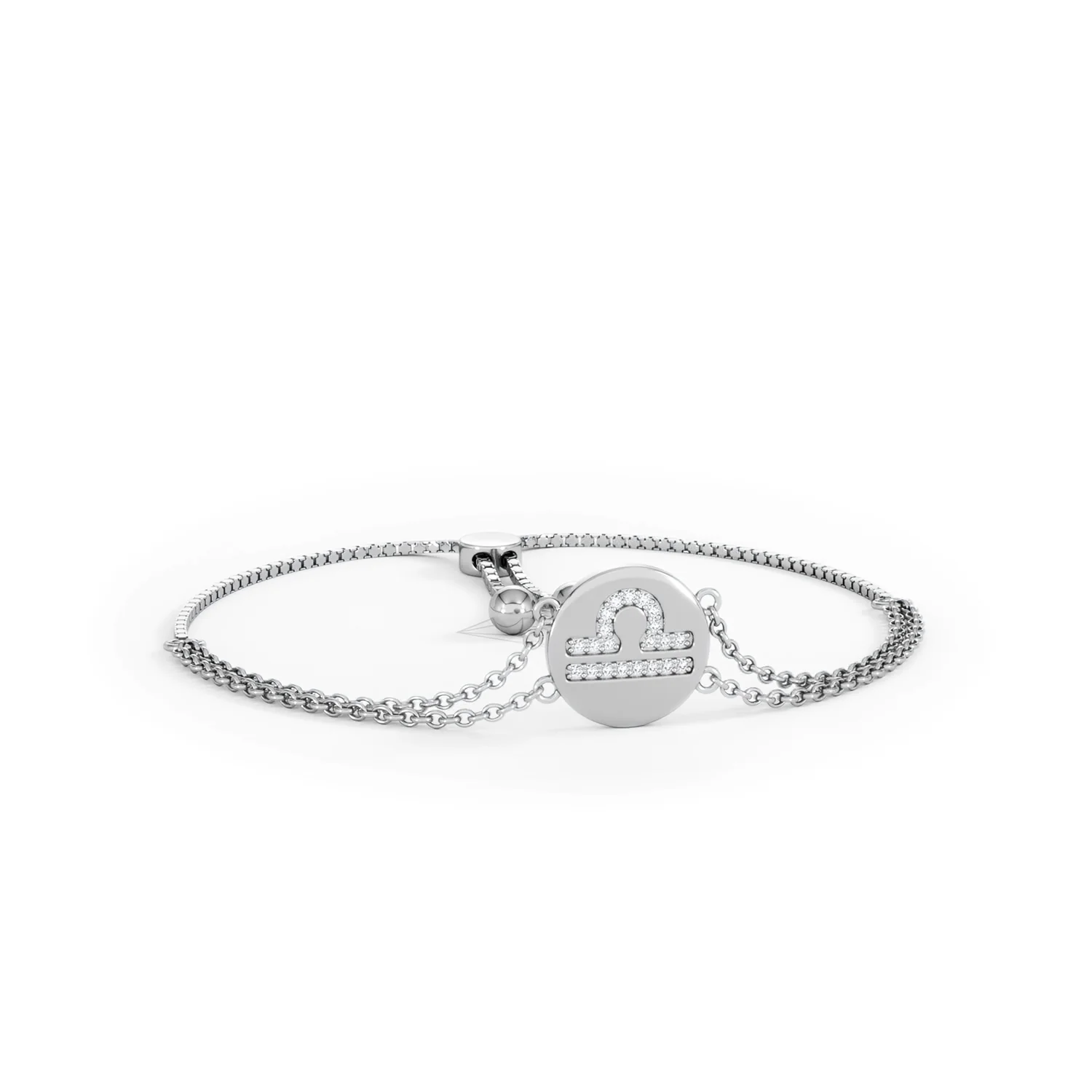 Astrology Libra 0.07ct Lab Grown Diamond Adjustable Medallion Bracelet Sterling Silver - Image 12