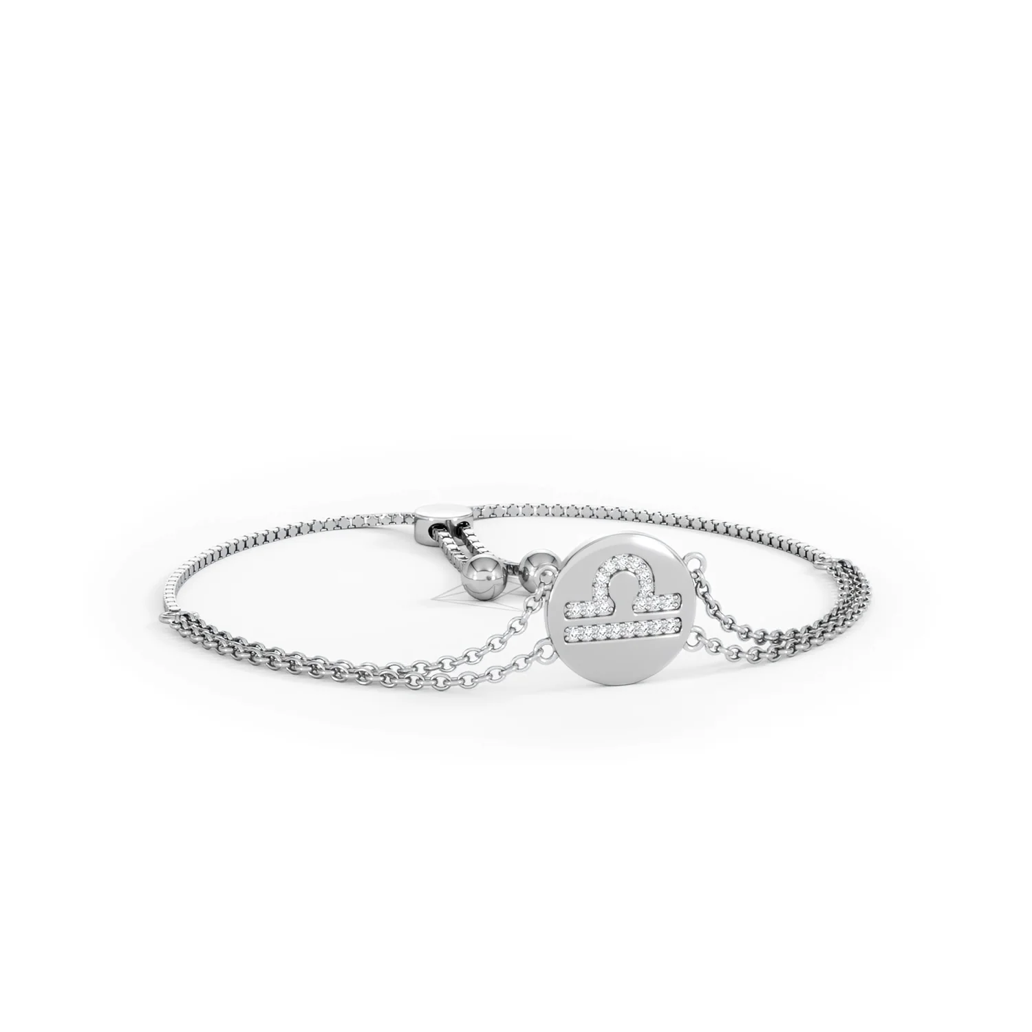 Astrology Libra 0.07ct Lab Grown Diamond Adjustable Medallion Bracelet Sterling Silver - Image 13