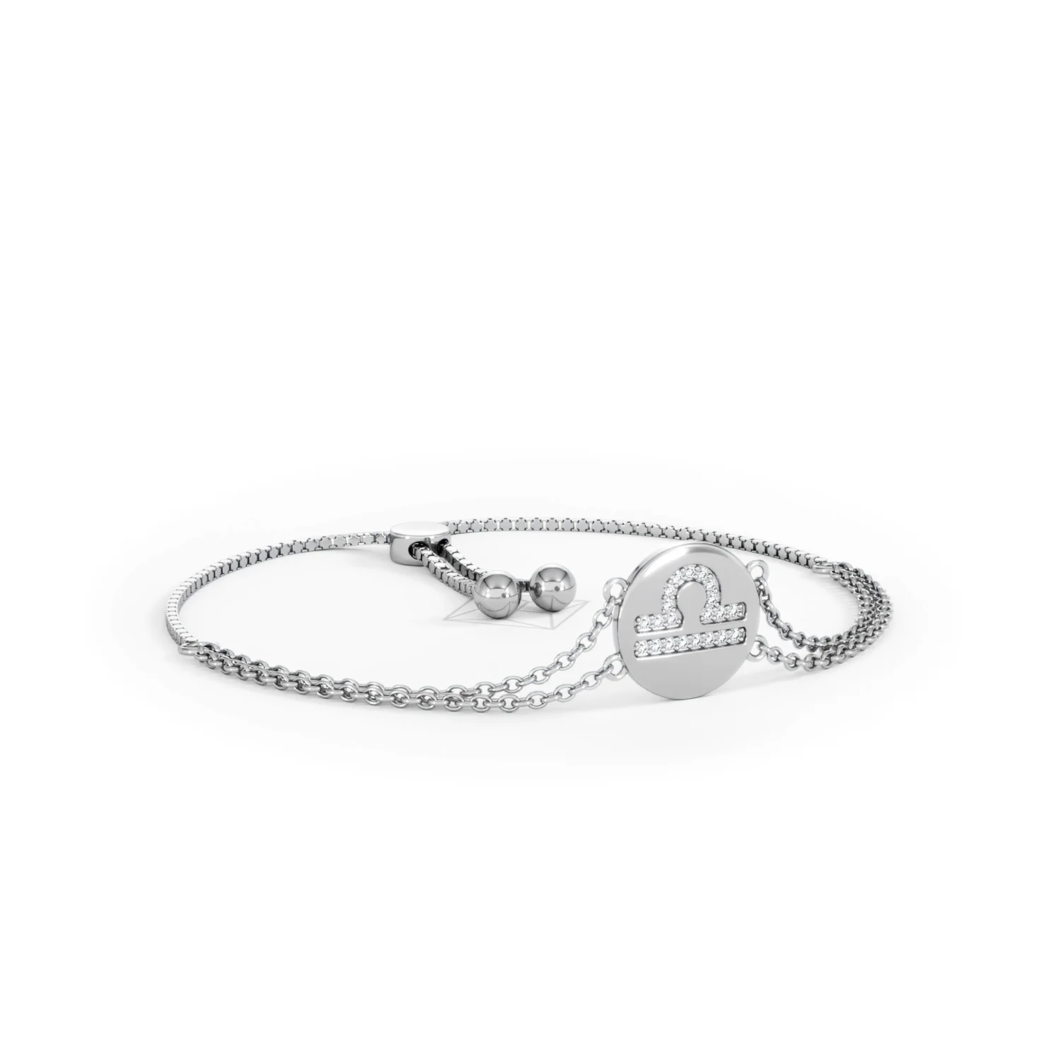 Astrology Libra 0.07ct Lab Grown Diamond Adjustable Medallion Bracelet Sterling Silver - Image 15