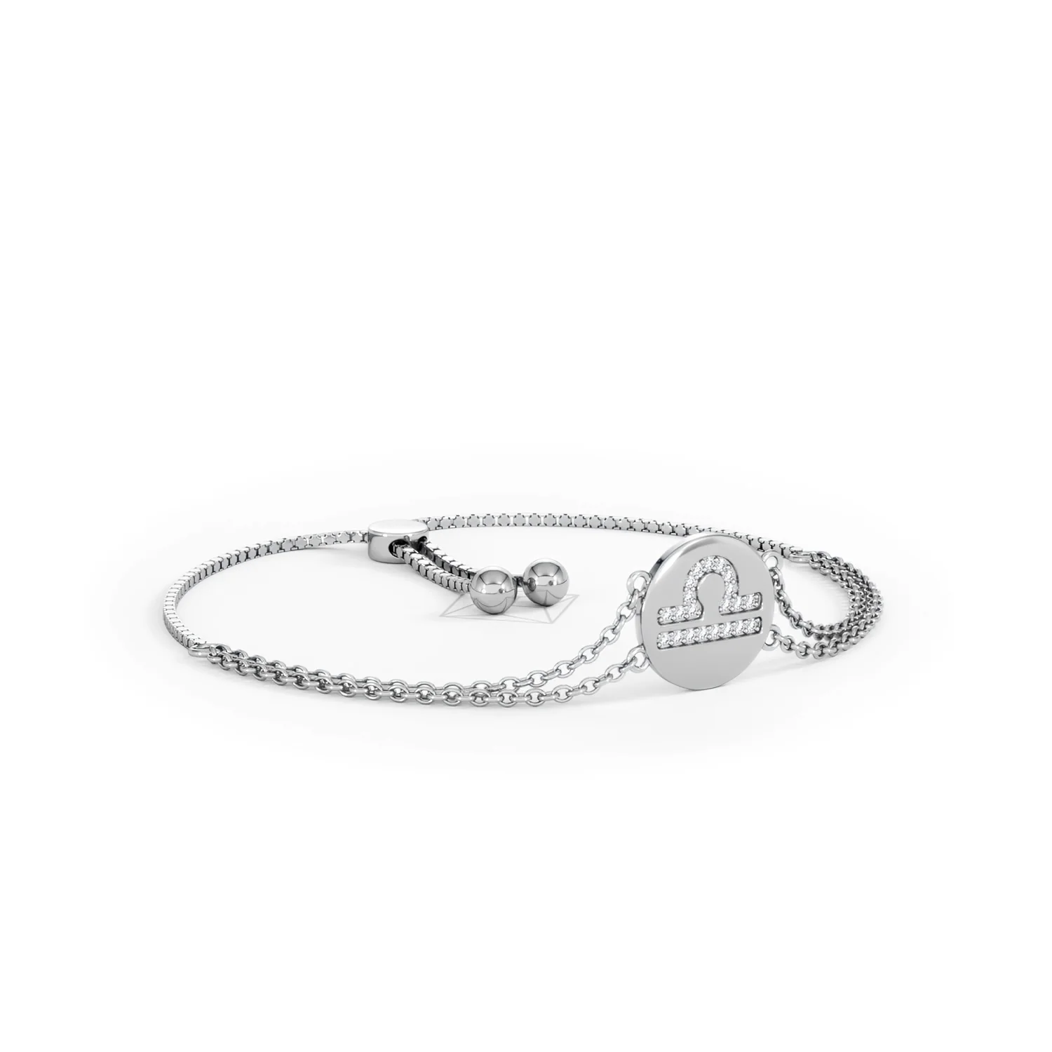 Astrology Libra 0.07ct Lab Grown Diamond Adjustable Medallion Bracelet Sterling Silver - Image 16