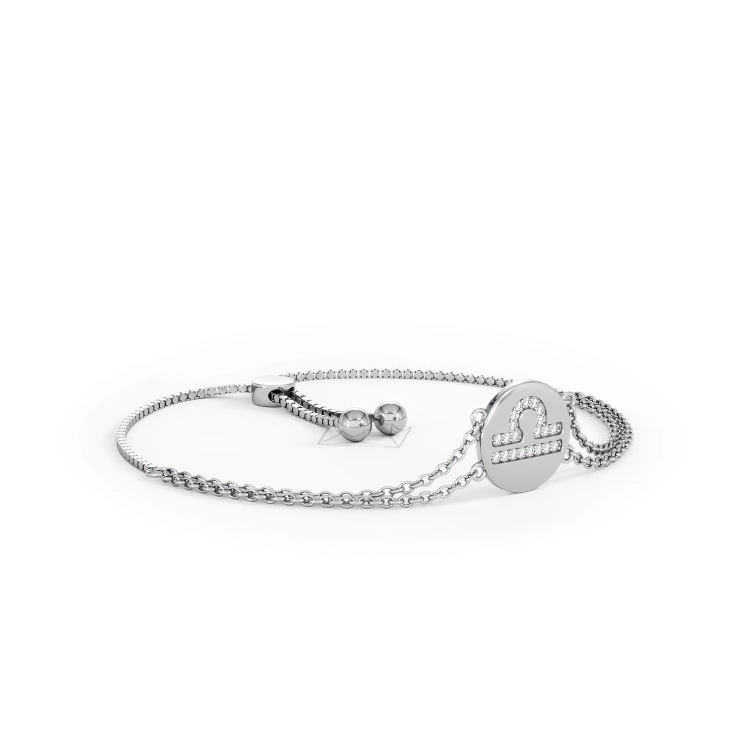 Astrology Libra 0.07ct Lab Grown Diamond Adjustable Medallion Bracelet Sterling Silver - Image 17