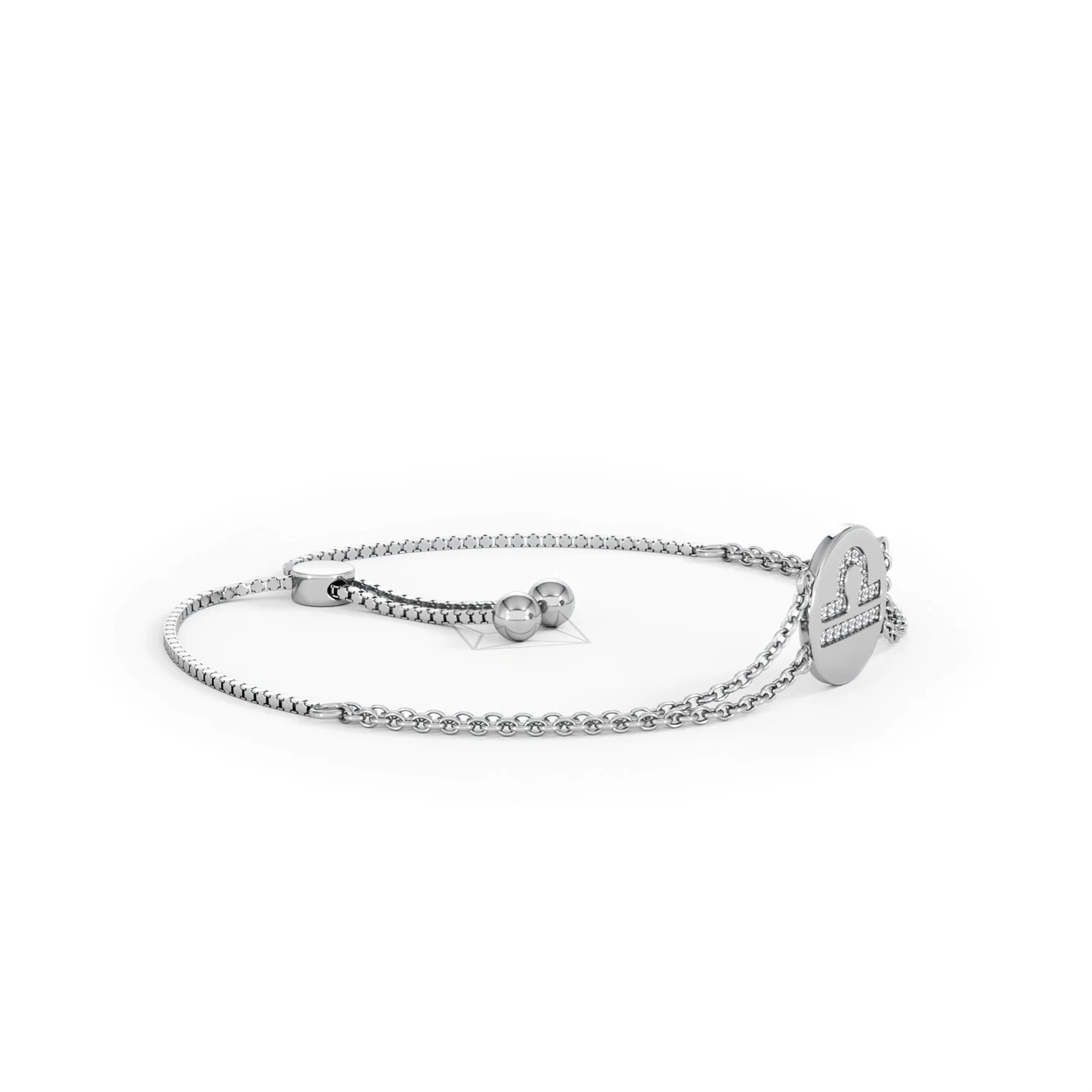 Astrology Libra 0.07ct Lab Grown Diamond Adjustable Medallion Bracelet Sterling Silver - Image 22
