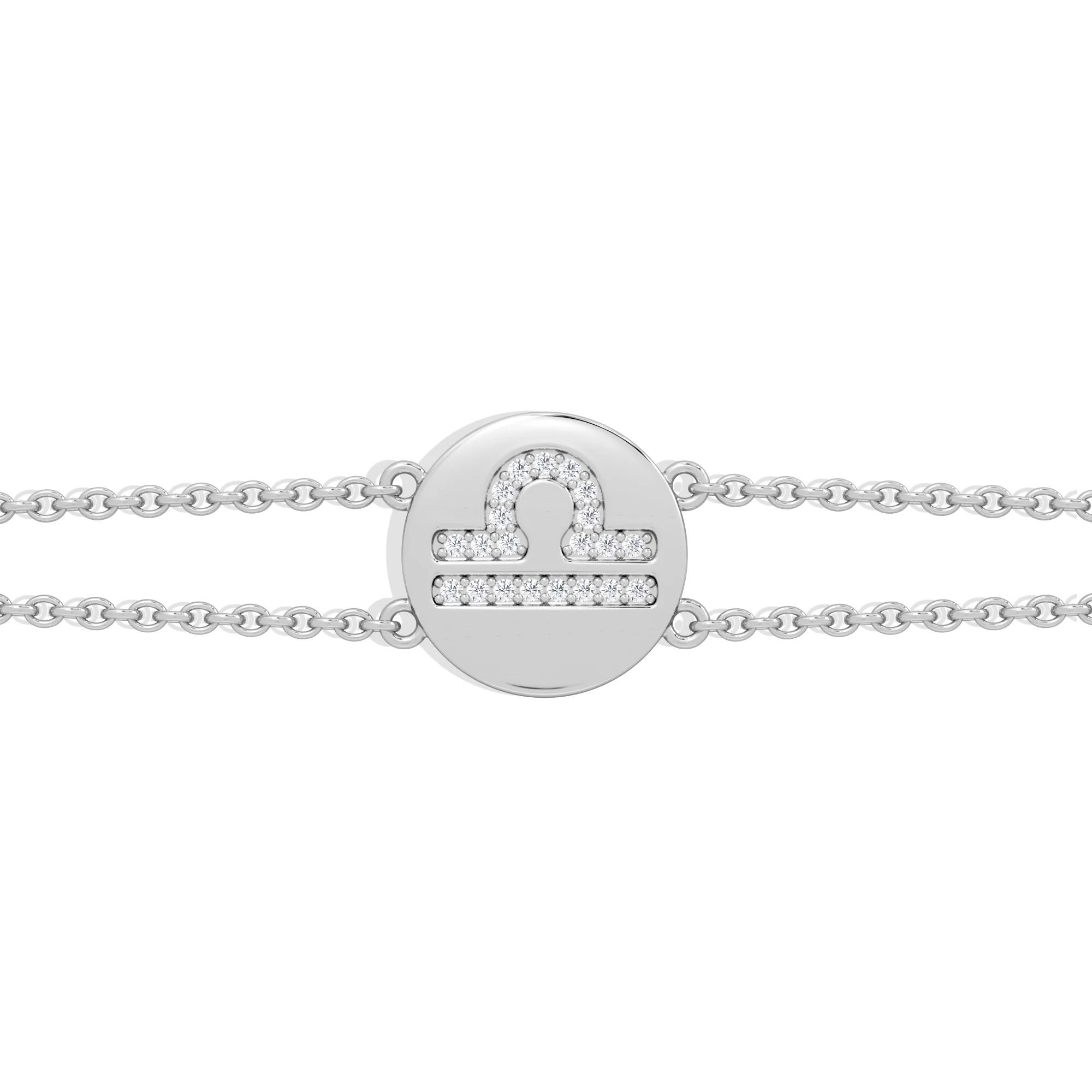 Astrology Libra 0.07ct Lab Grown Diamond Adjustable Medallion Bracelet Sterling Silver - Image 5