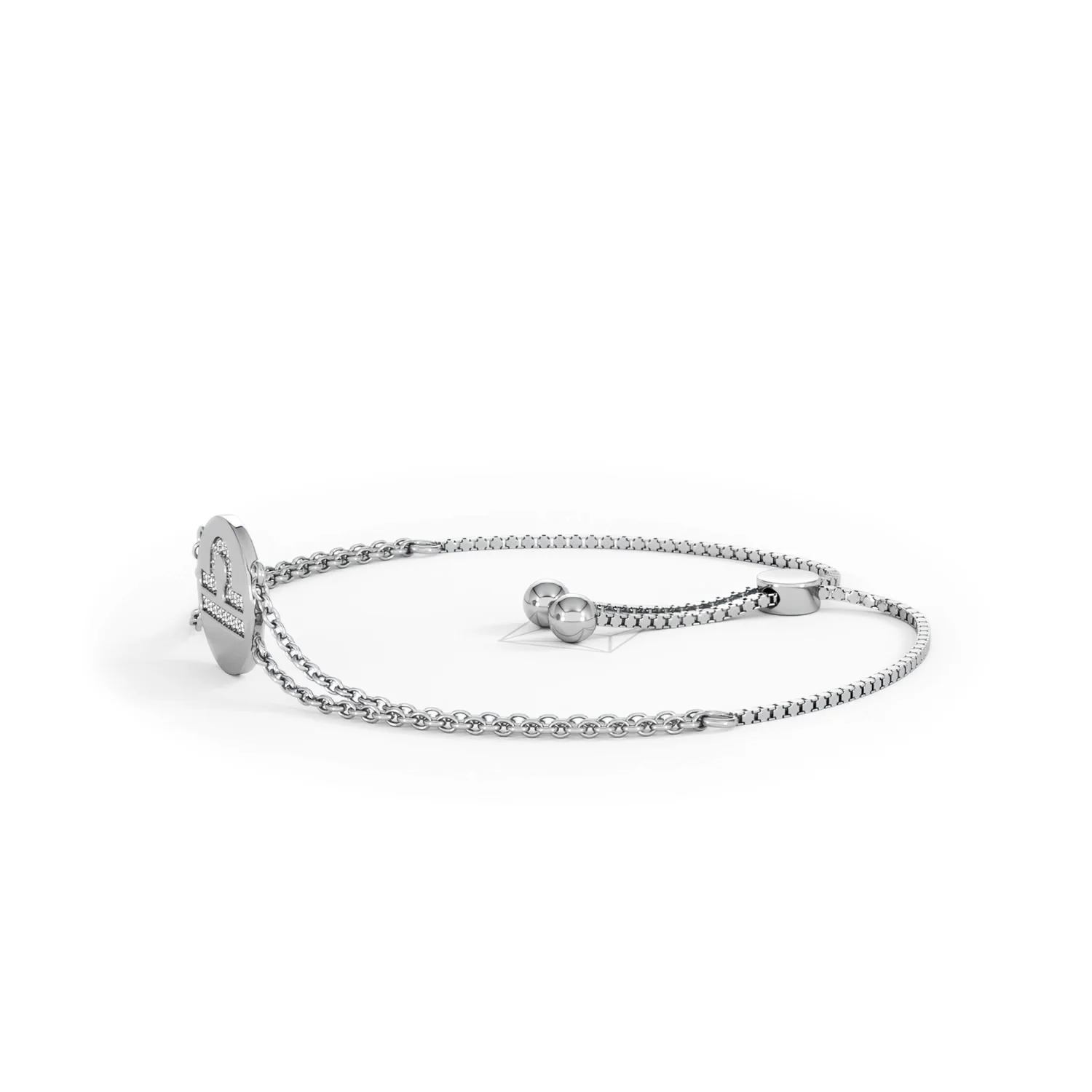 Astrology Libra 0.07ct Lab Grown Diamond Adjustable Medallion Bracelet Sterling Silver - Image 74