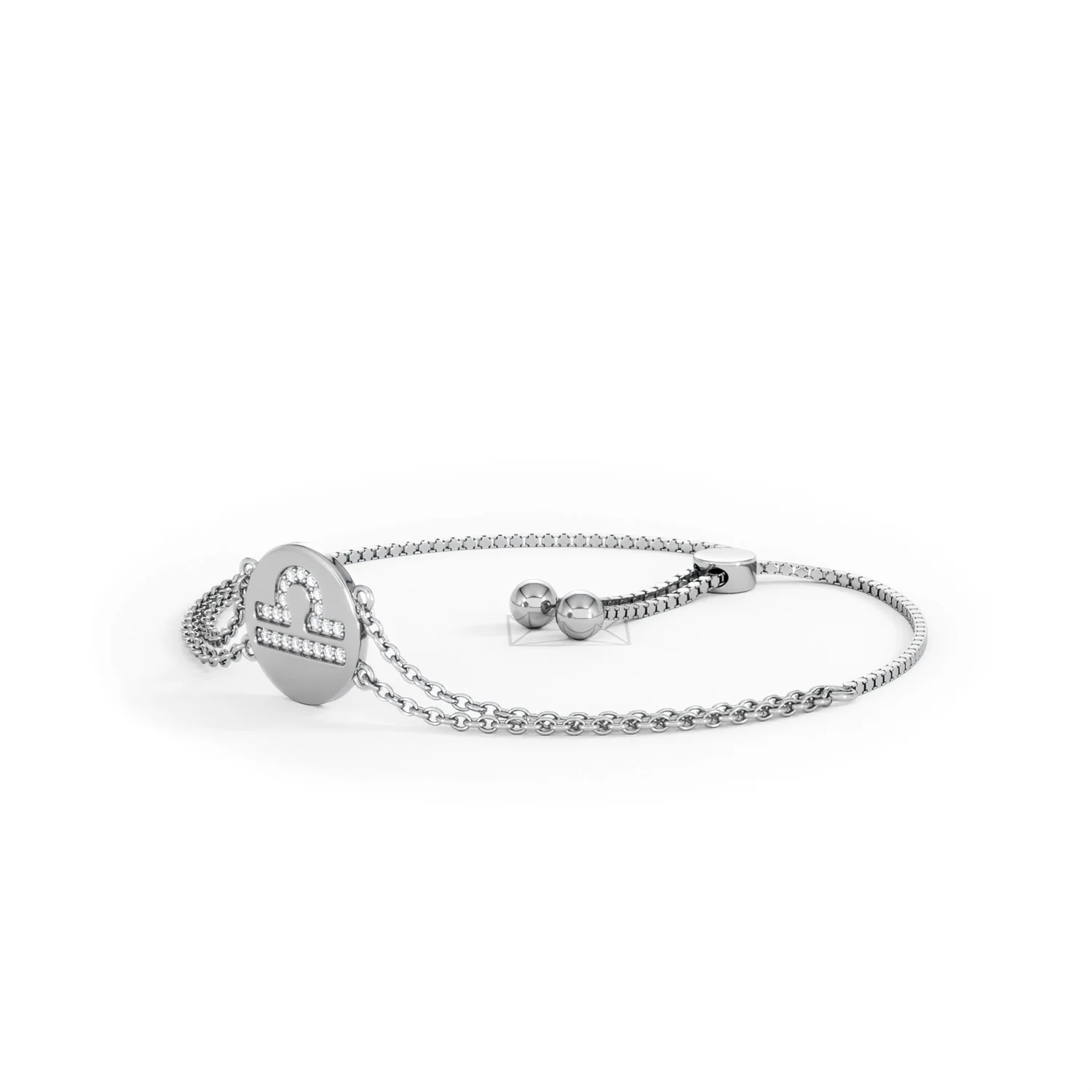 Astrology Libra 0.07ct Lab Grown Diamond Adjustable Medallion Bracelet Sterling Silver - Image 79