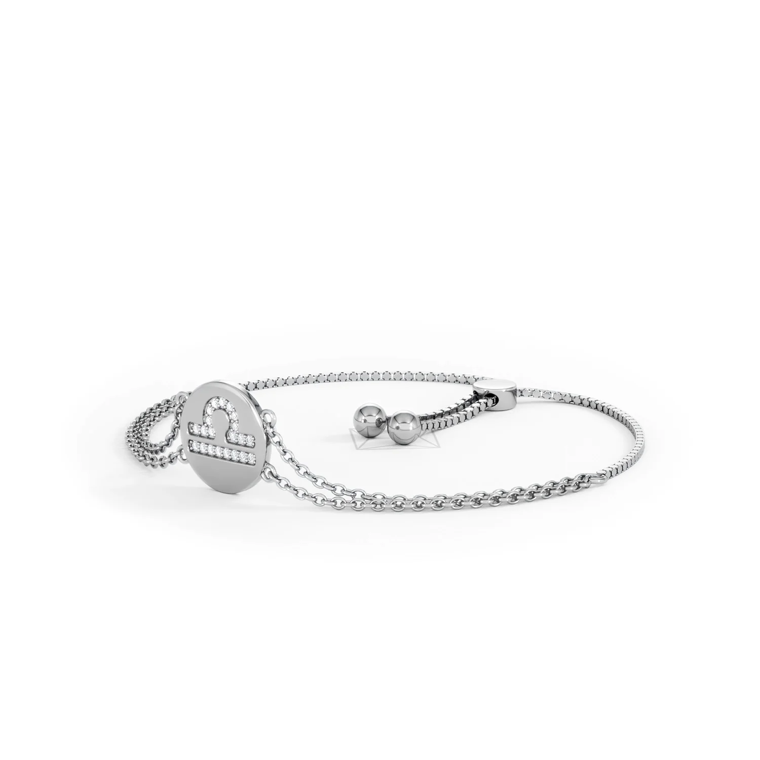 Astrology Libra 0.07ct Lab Grown Diamond Adjustable Medallion Bracelet Sterling Silver - Image 80