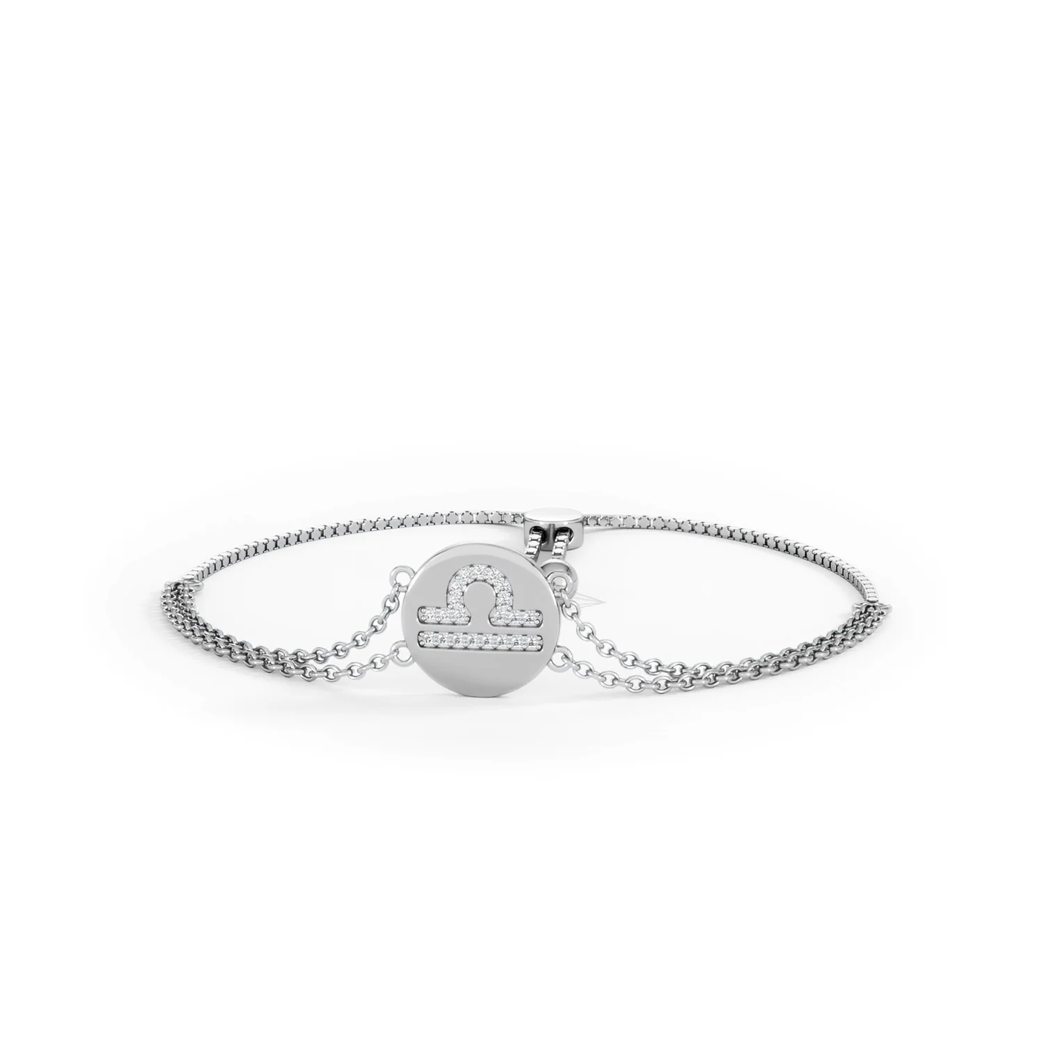 Astrology Libra 0.07ct Lab Grown Diamond Adjustable Medallion Bracelet Sterling Silver - Image 87
