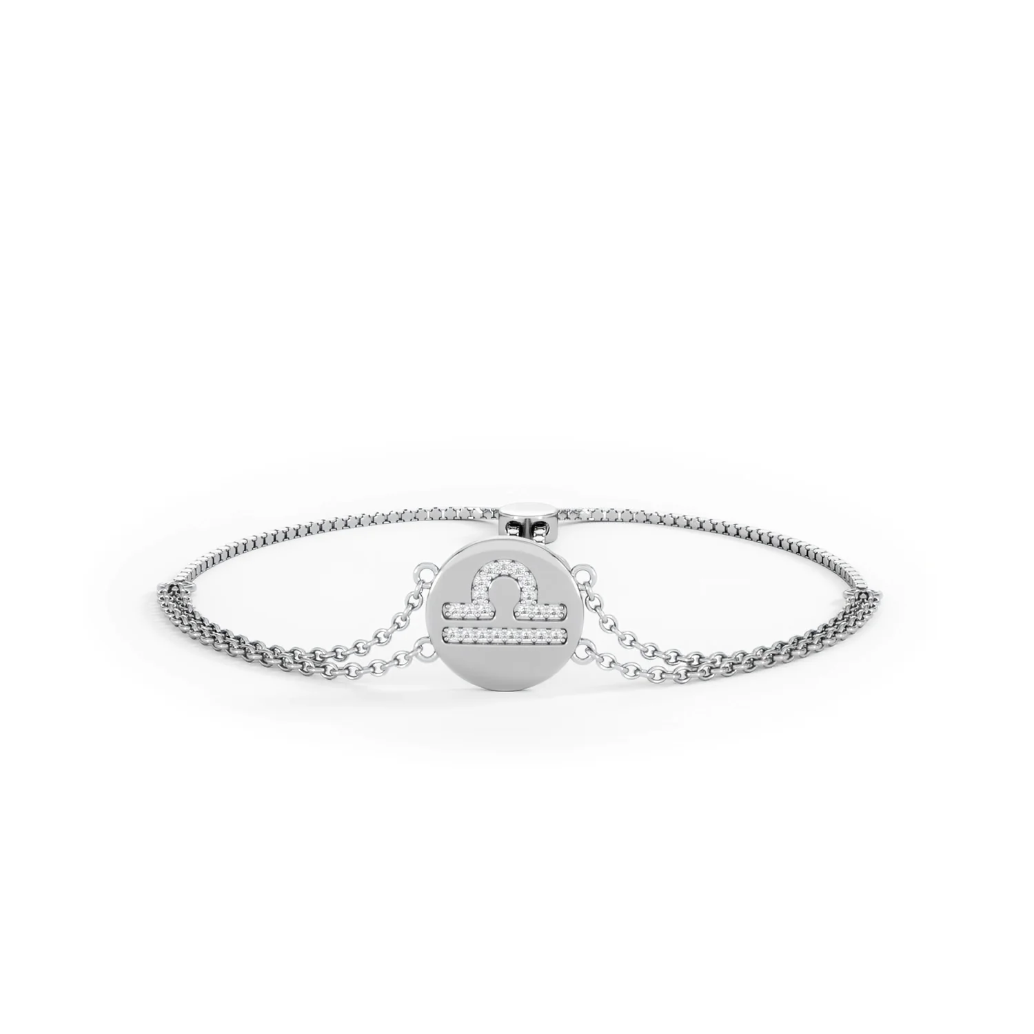 Astrology Libra 0.07ct Lab Grown Diamond Adjustable Medallion Bracelet Sterling Silver - Image 88