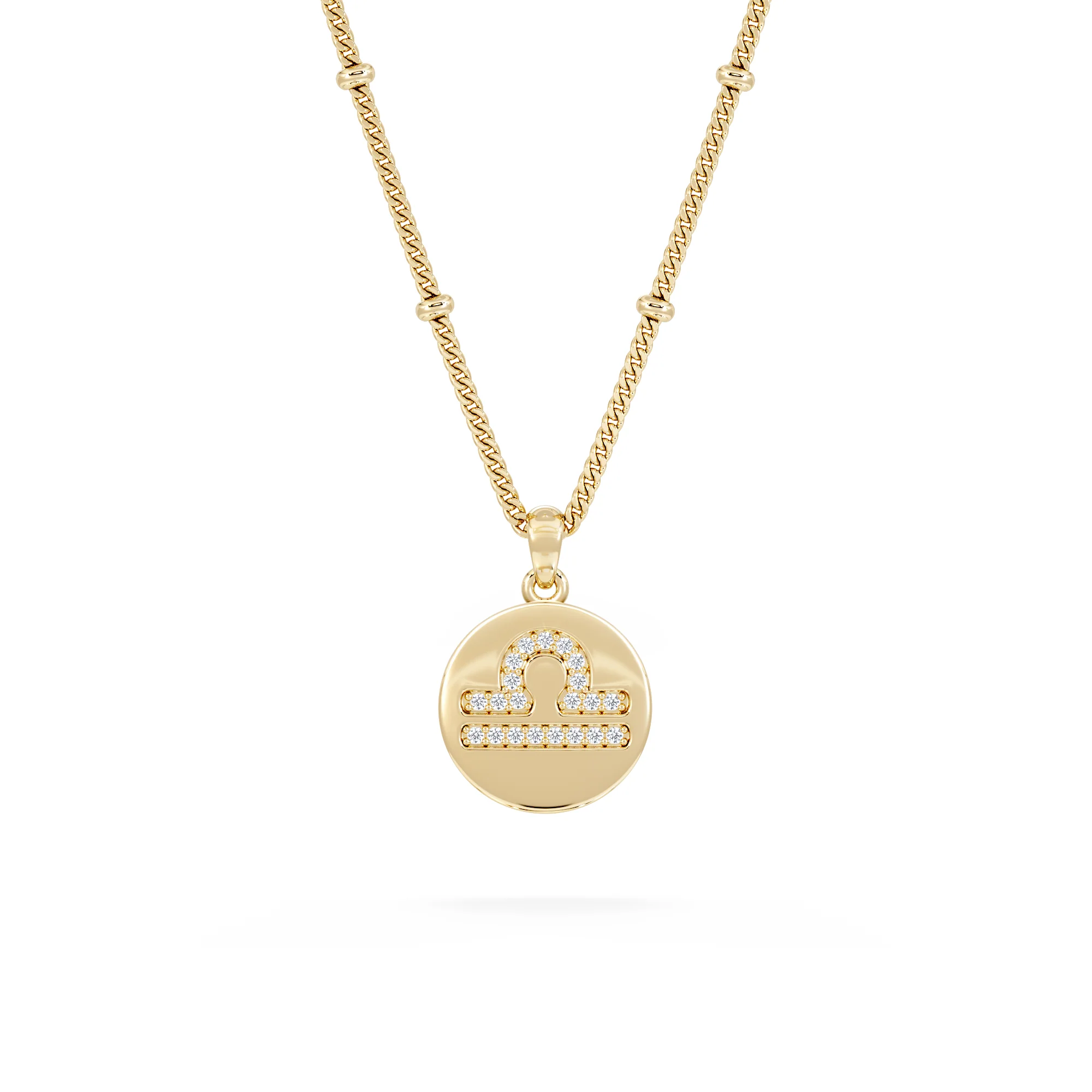 Astrology Libra 0.07ct Lab Grown Diamond Medallion Pendant Necklace in 18K Gold Vermeil - Image 3