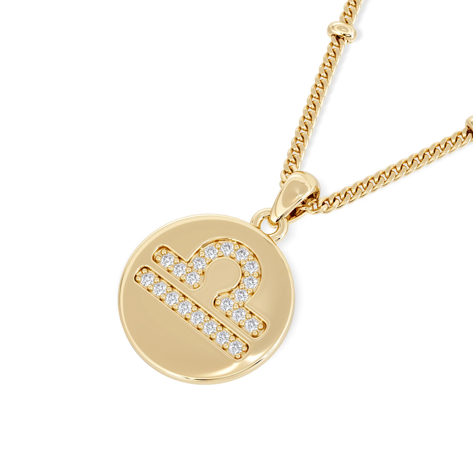 Astrology Libra 0.07ct Lab Grown Diamond Medallion Pendant Necklace in 18K Gold Vermeil - Image 5