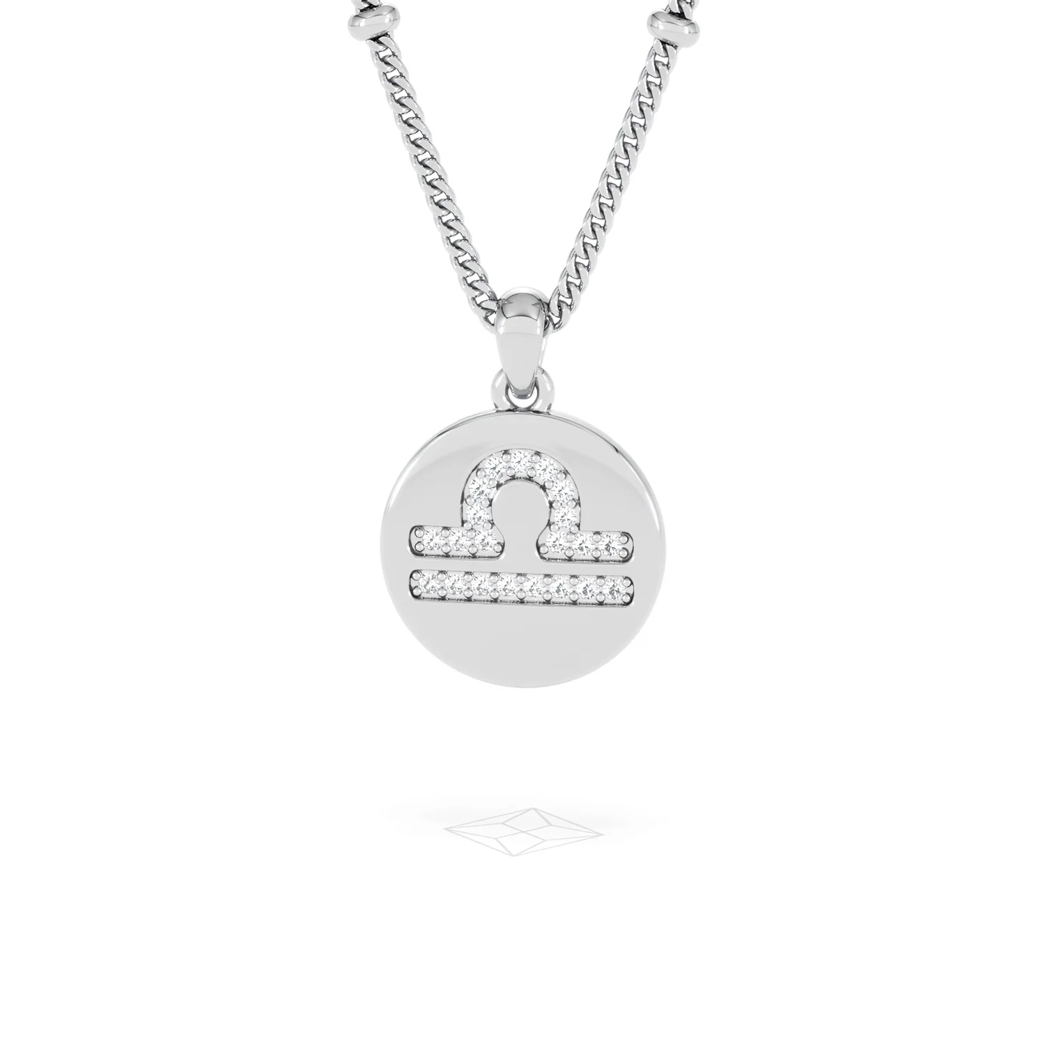 Astrology Libra 0.07ct Lab Grown Diamond Medallion Pendant Necklace in Sterling Silver - Image 10