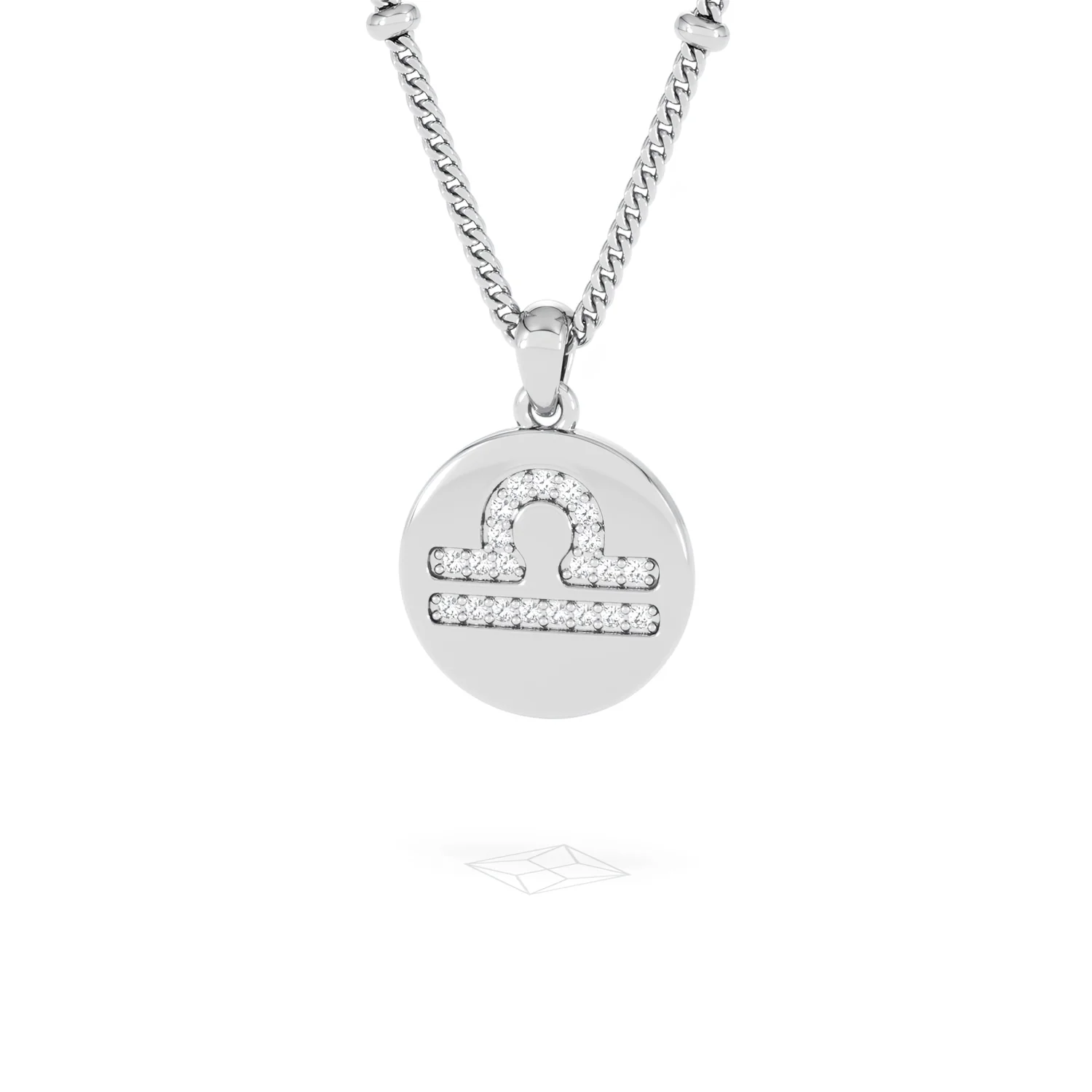 Astrology Libra 0.07ct Lab Grown Diamond Medallion Pendant Necklace in Sterling Silver - Image 11