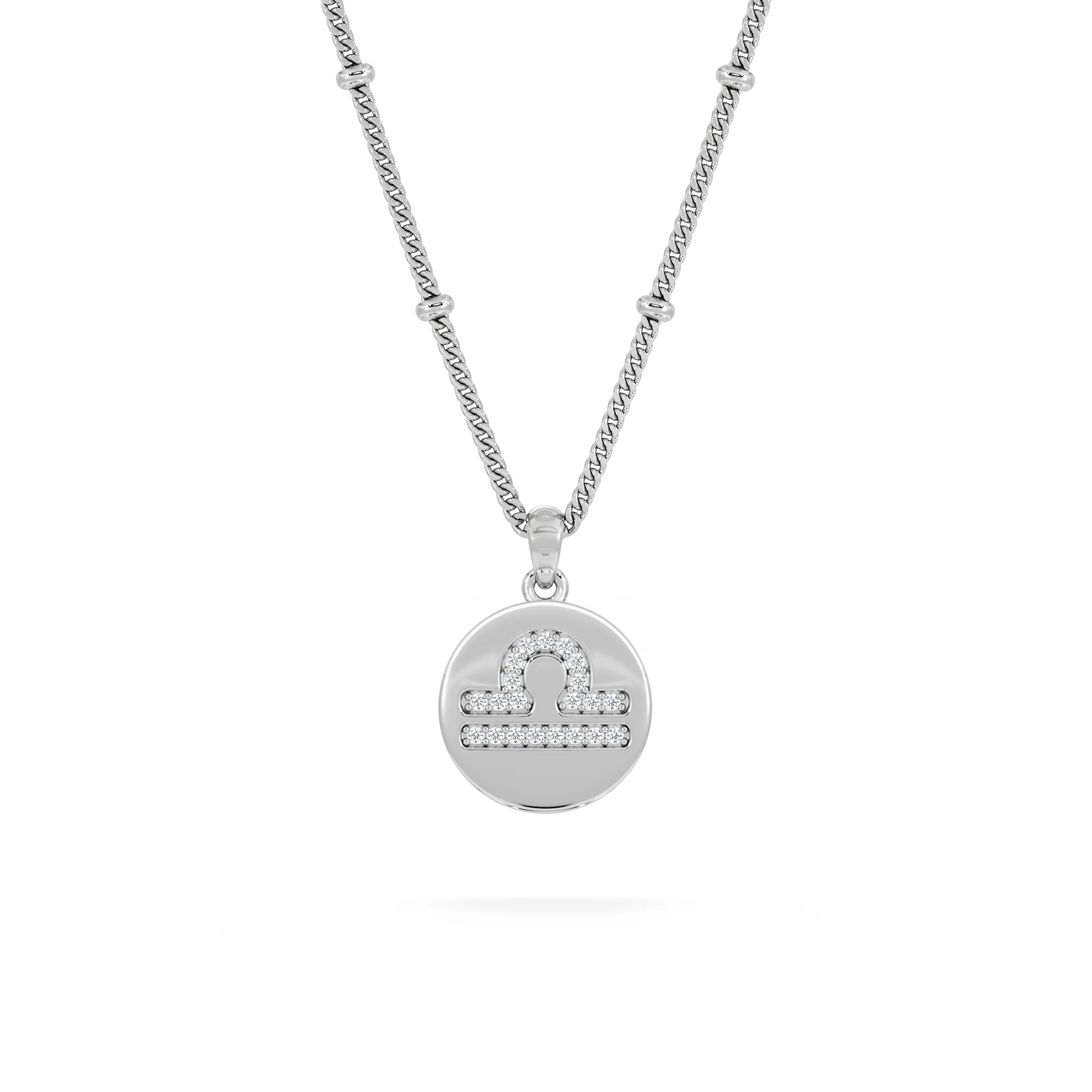 Astrology Libra 0.07ct Lab Grown Diamond Medallion Pendant Necklace in Sterling Silver - Image 3