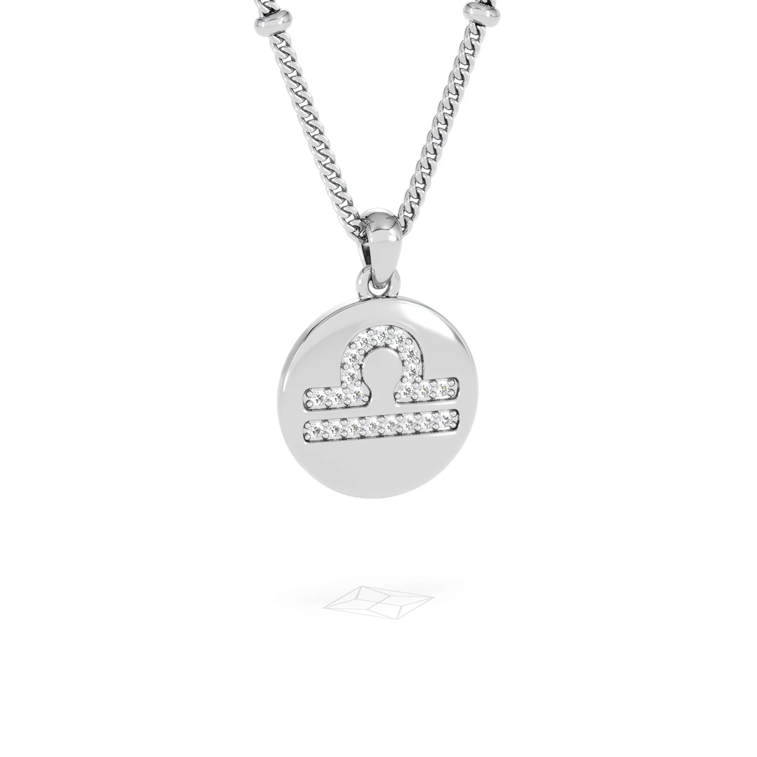 Astrology Libra 0.07ct Lab Grown Diamond Medallion Pendant Necklace in Sterling Silver - Image 84