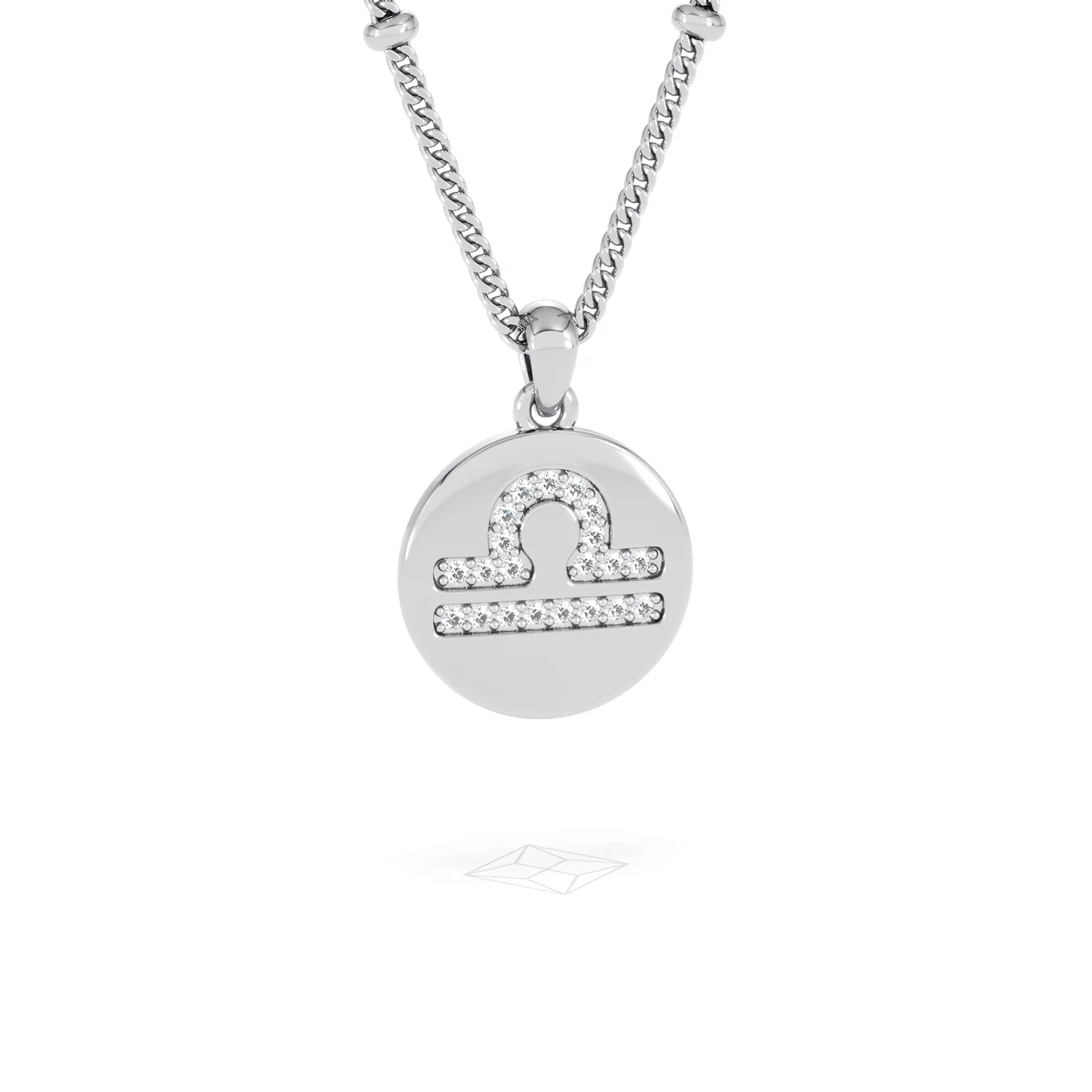 Astrology Libra 0.07ct Lab Grown Diamond Medallion Pendant Necklace in Sterling Silver - Image 85