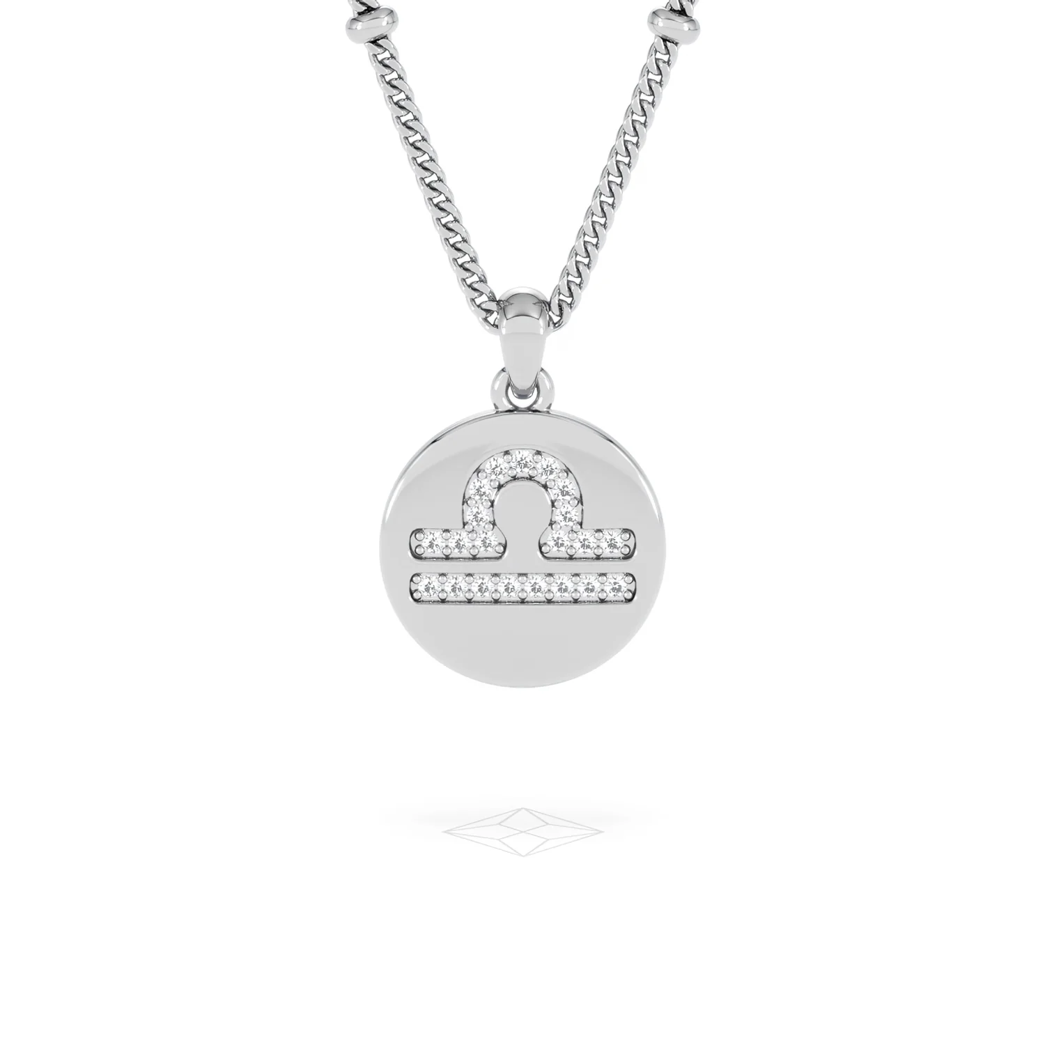 Astrology Libra 0.07ct Lab Grown Diamond Medallion Pendant Necklace in Sterling Silver - Image 88