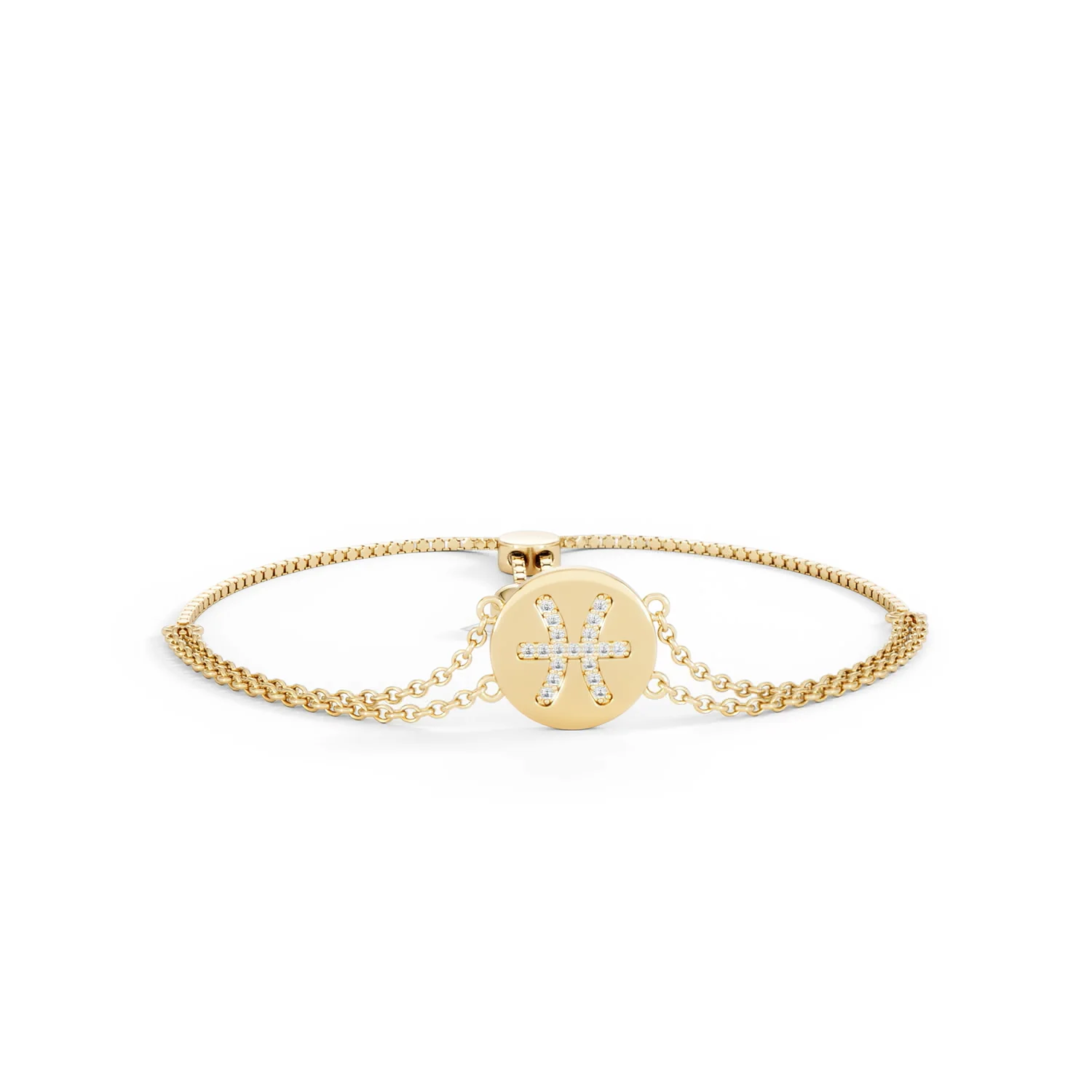 Astrology Pisces 0.07ct Lab Grown Diamond Adjustable Medallion Bracelet 18K Gold Vermeil - Image 10