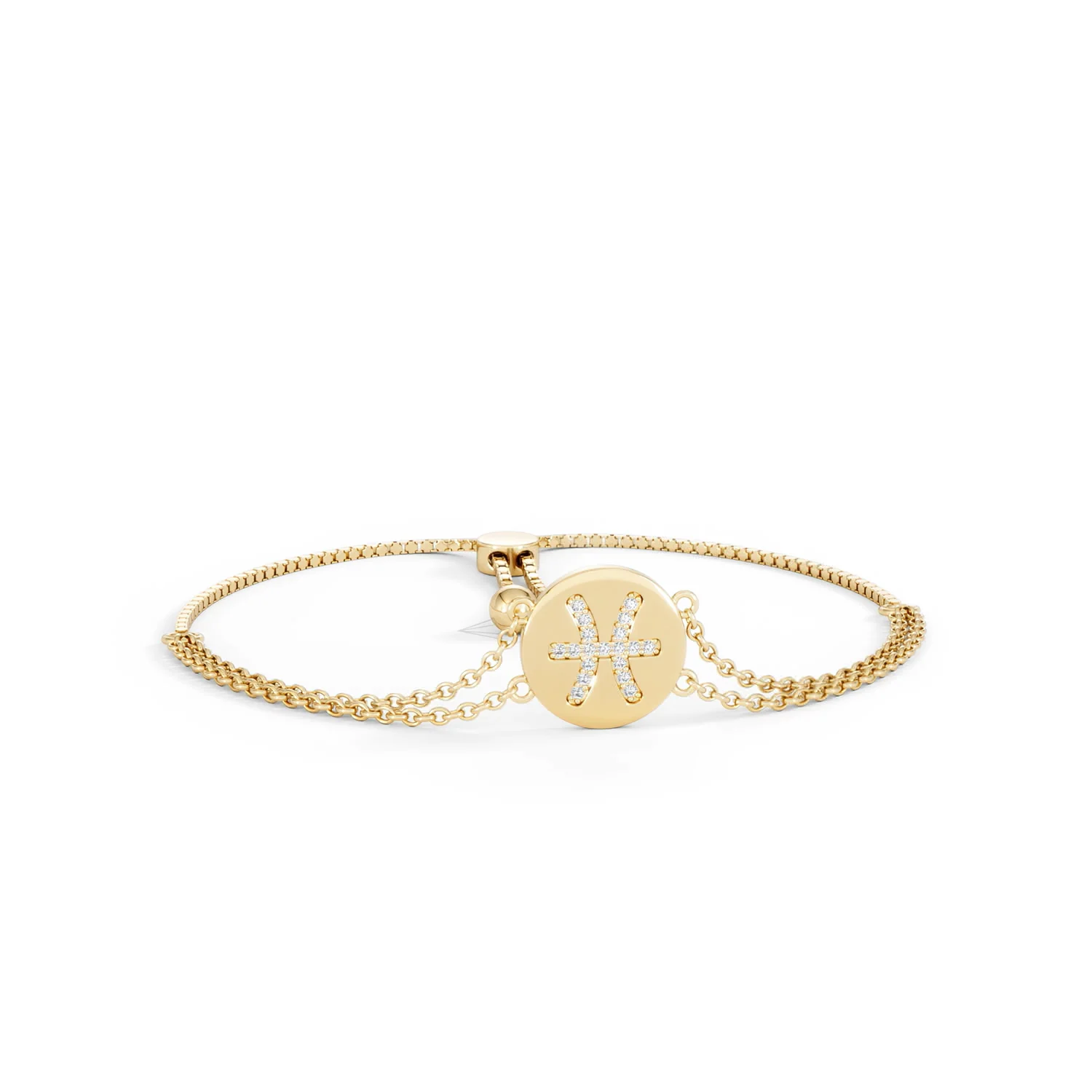 Astrology Pisces 0.07ct Lab Grown Diamond Adjustable Medallion Bracelet 18K Gold Vermeil - Image 11
