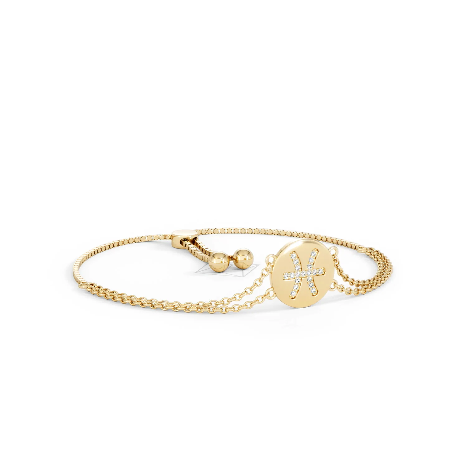 Astrology Pisces 0.07ct Lab Grown Diamond Adjustable Medallion Bracelet 18K Gold Vermeil - Image 15