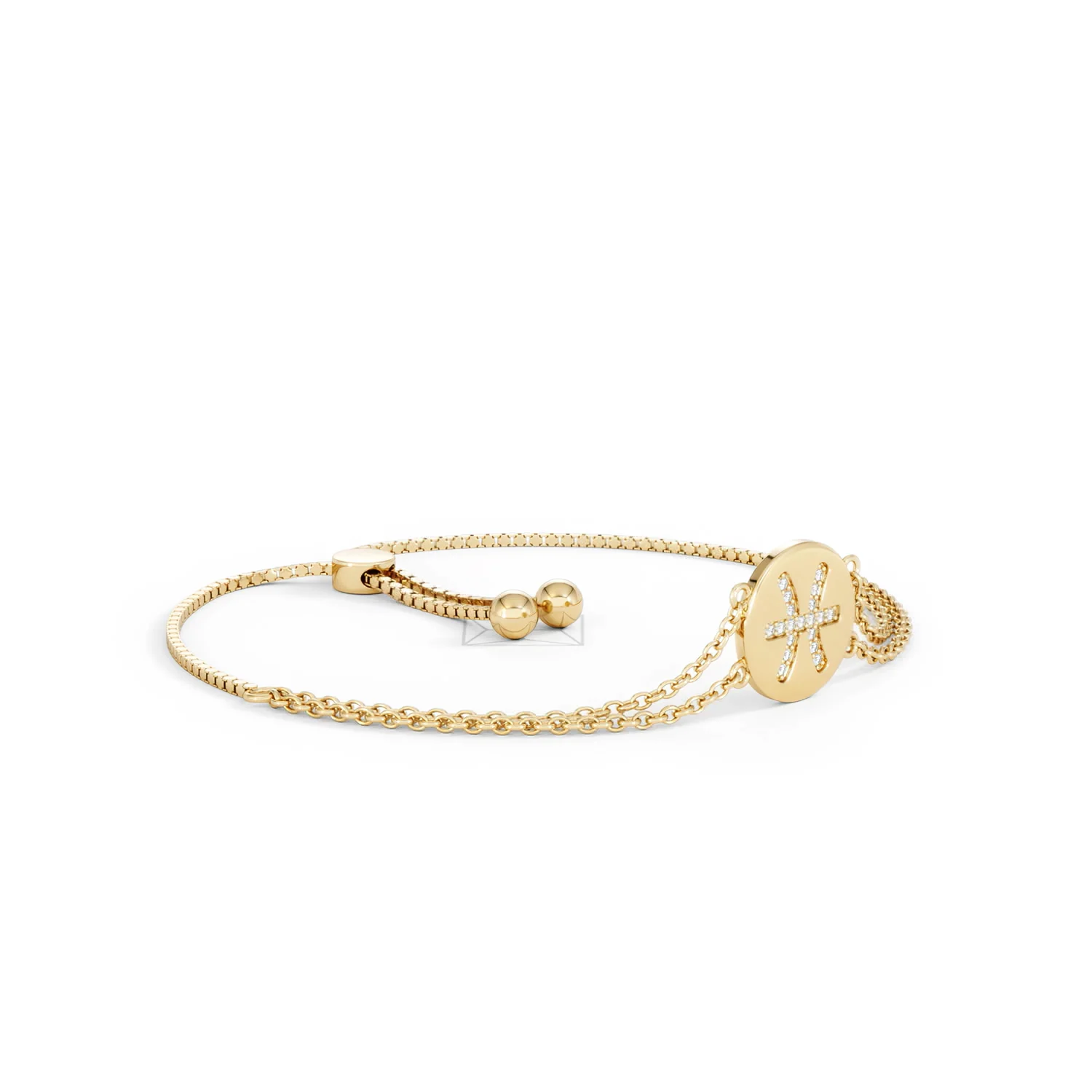Astrology Pisces 0.07ct Lab Grown Diamond Adjustable Medallion Bracelet 18K Gold Vermeil - Image 19