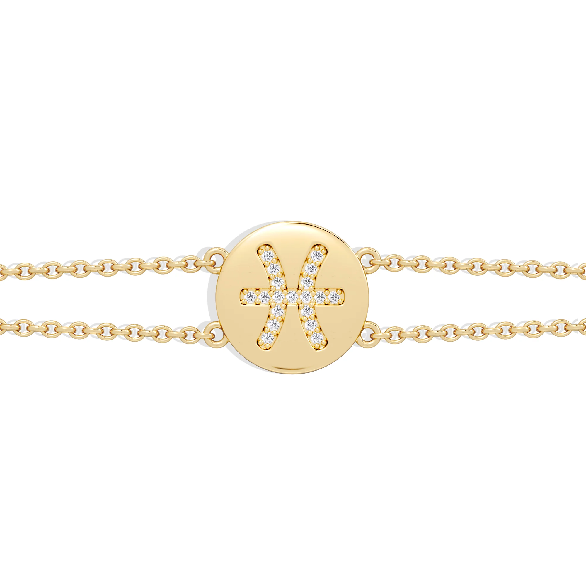 Astrology Pisces 0.07ct Lab Grown Diamond Adjustable Medallion Bracelet 18K Gold Vermeil - Image 5