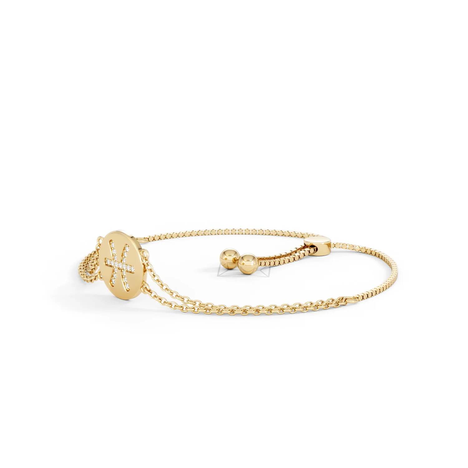 Astrology Pisces 0.07ct Lab Grown Diamond Adjustable Medallion Bracelet 18K Gold Vermeil - Image 78