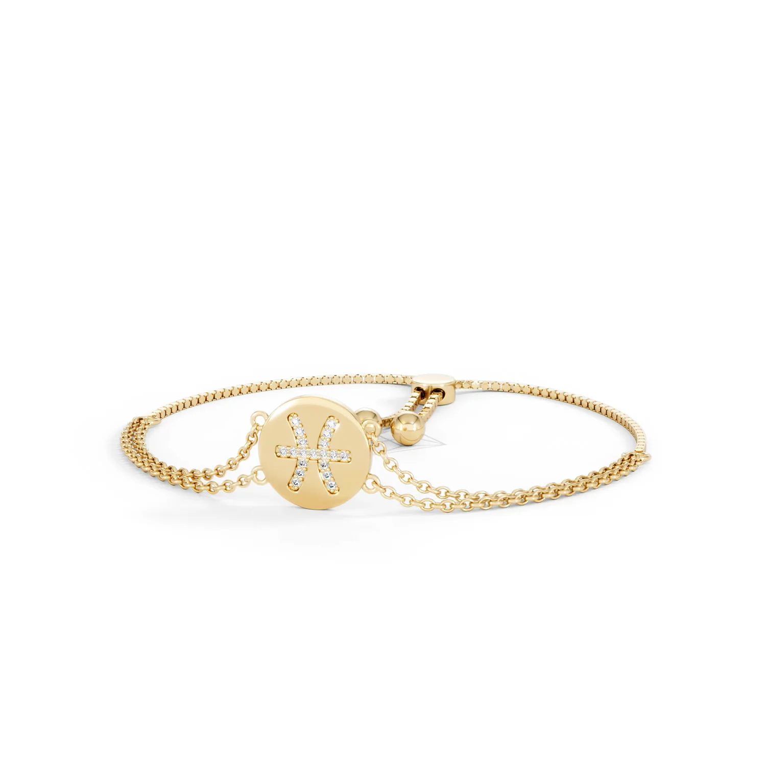 Astrology Pisces 0.07ct Lab Grown Diamond Adjustable Medallion Bracelet 18K Gold Vermeil - Image 85