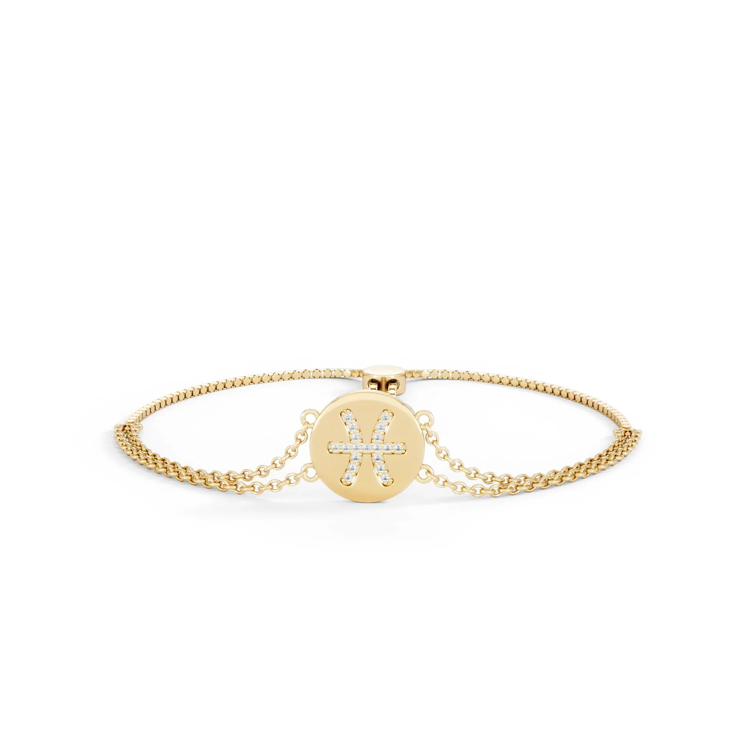 Astrology Pisces 0.07ct Lab Grown Diamond Adjustable Medallion Bracelet 18K Gold Vermeil - Image 88
