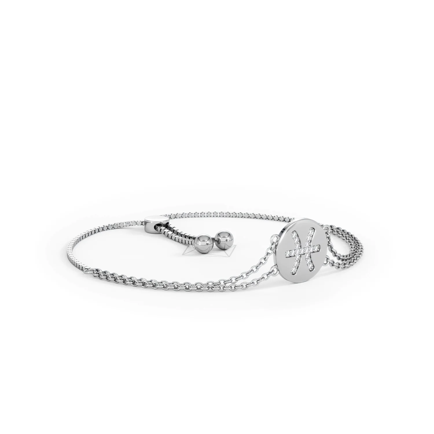 Astrology Pisces 0.07ct Lab Grown Diamond Adjustable Medallion Bracelet Sterling Silver - Image 17