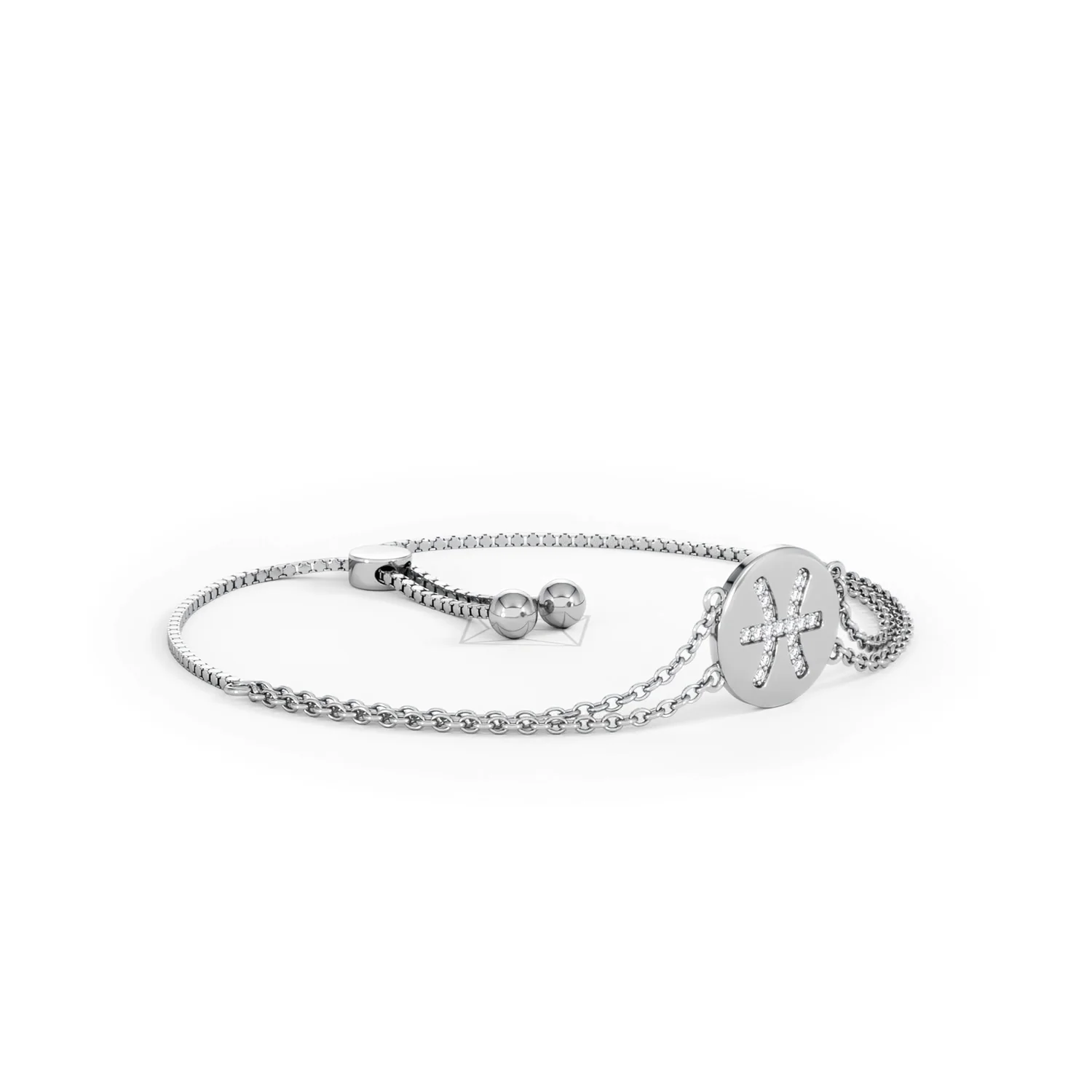 Astrology Pisces 0.07ct Lab Grown Diamond Adjustable Medallion Bracelet Sterling Silver - Image 18