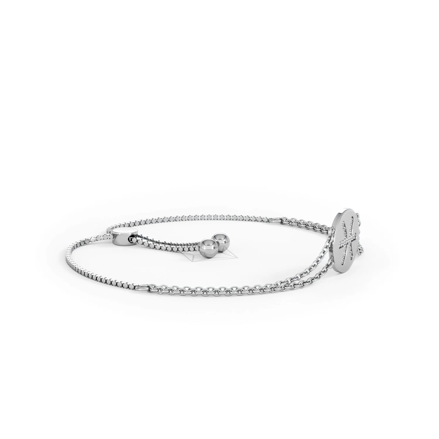 Astrology Pisces 0.07ct Lab Grown Diamond Adjustable Medallion Bracelet Sterling Silver - Image 23