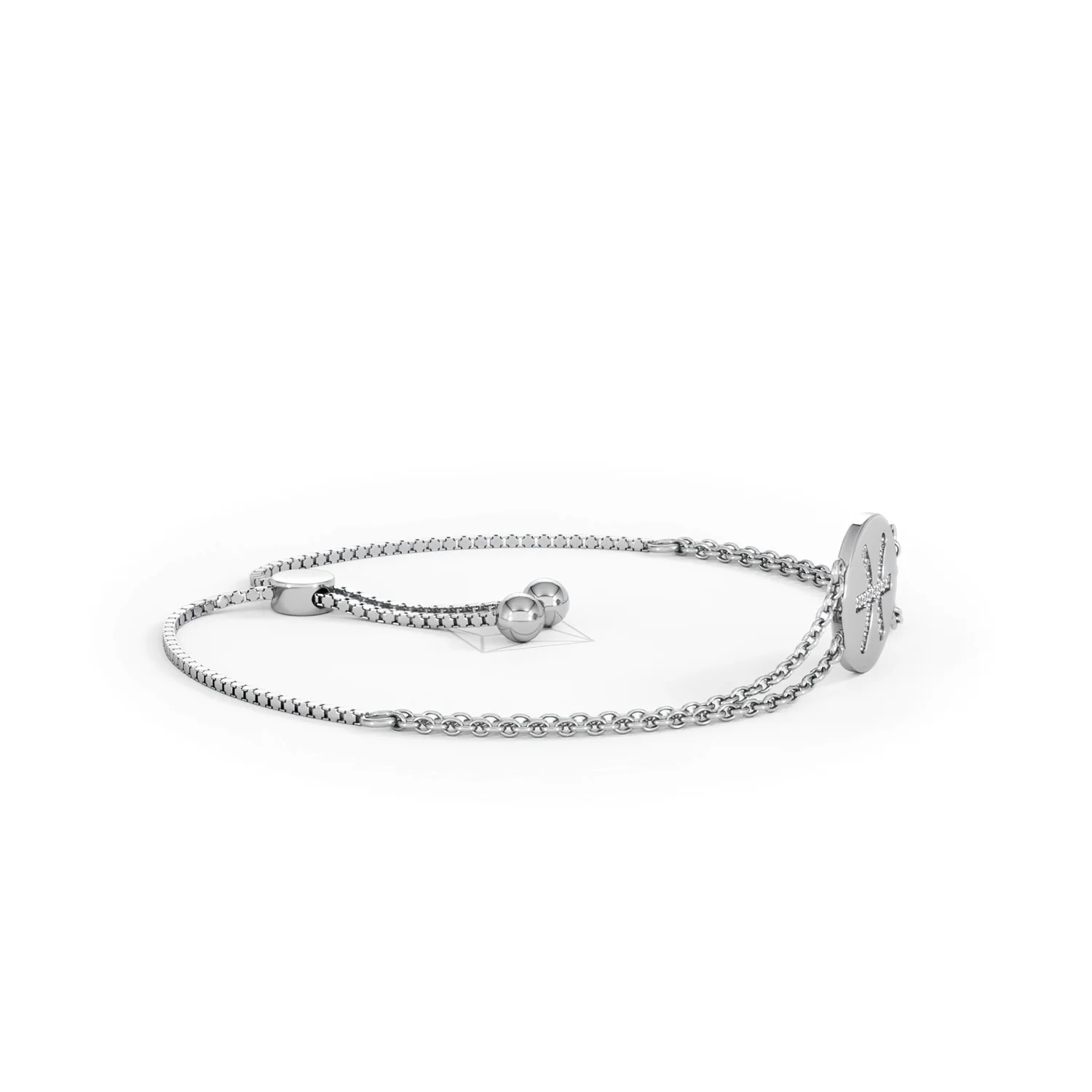 Astrology Pisces 0.07ct Lab Grown Diamond Adjustable Medallion Bracelet Sterling Silver - Image 24