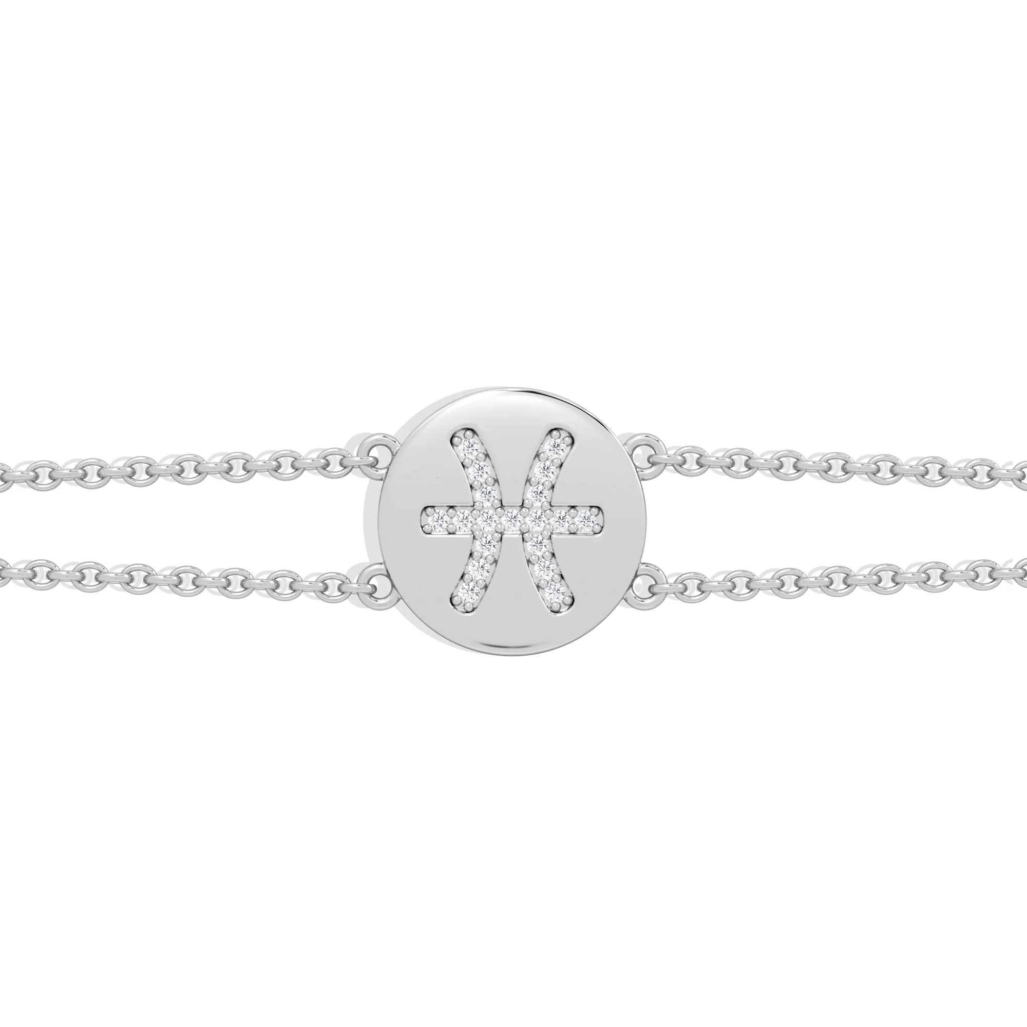 Astrology Pisces 0.07ct Lab Grown Diamond Adjustable Medallion Bracelet Sterling Silver - Image 5