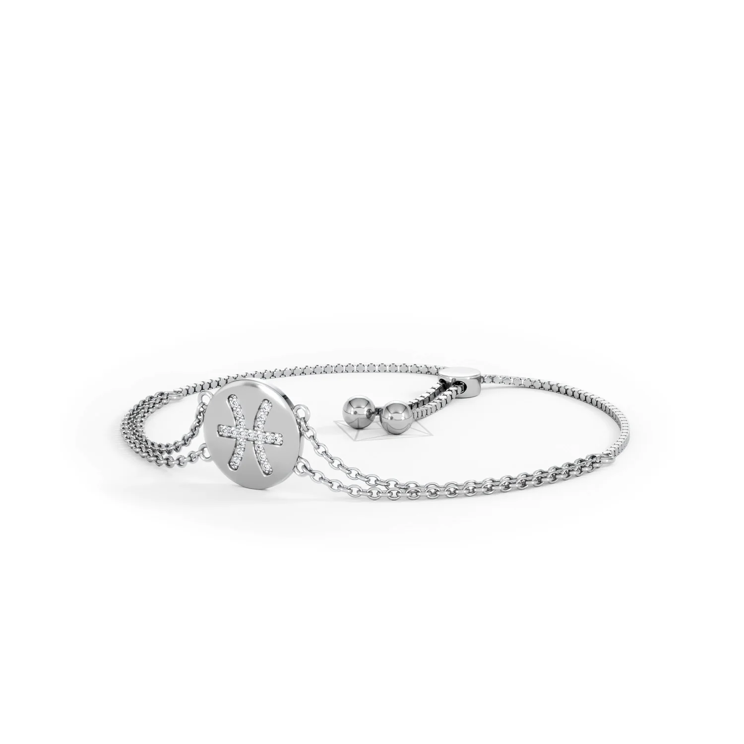 Astrology Pisces 0.07ct Lab Grown Diamond Adjustable Medallion Bracelet Sterling Silver - Image 82