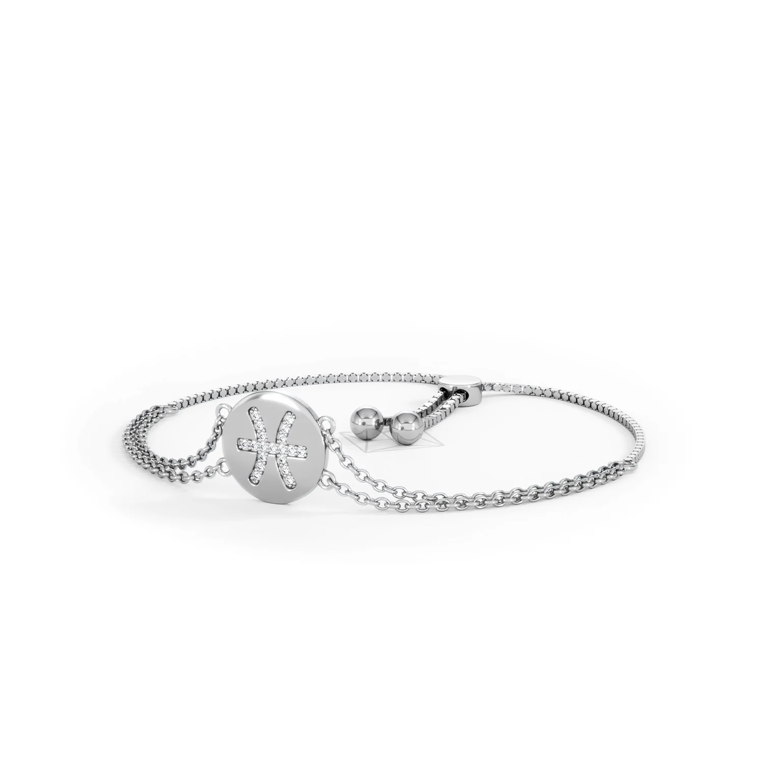 Astrology Pisces 0.07ct Lab Grown Diamond Adjustable Medallion Bracelet Sterling Silver - Image 83