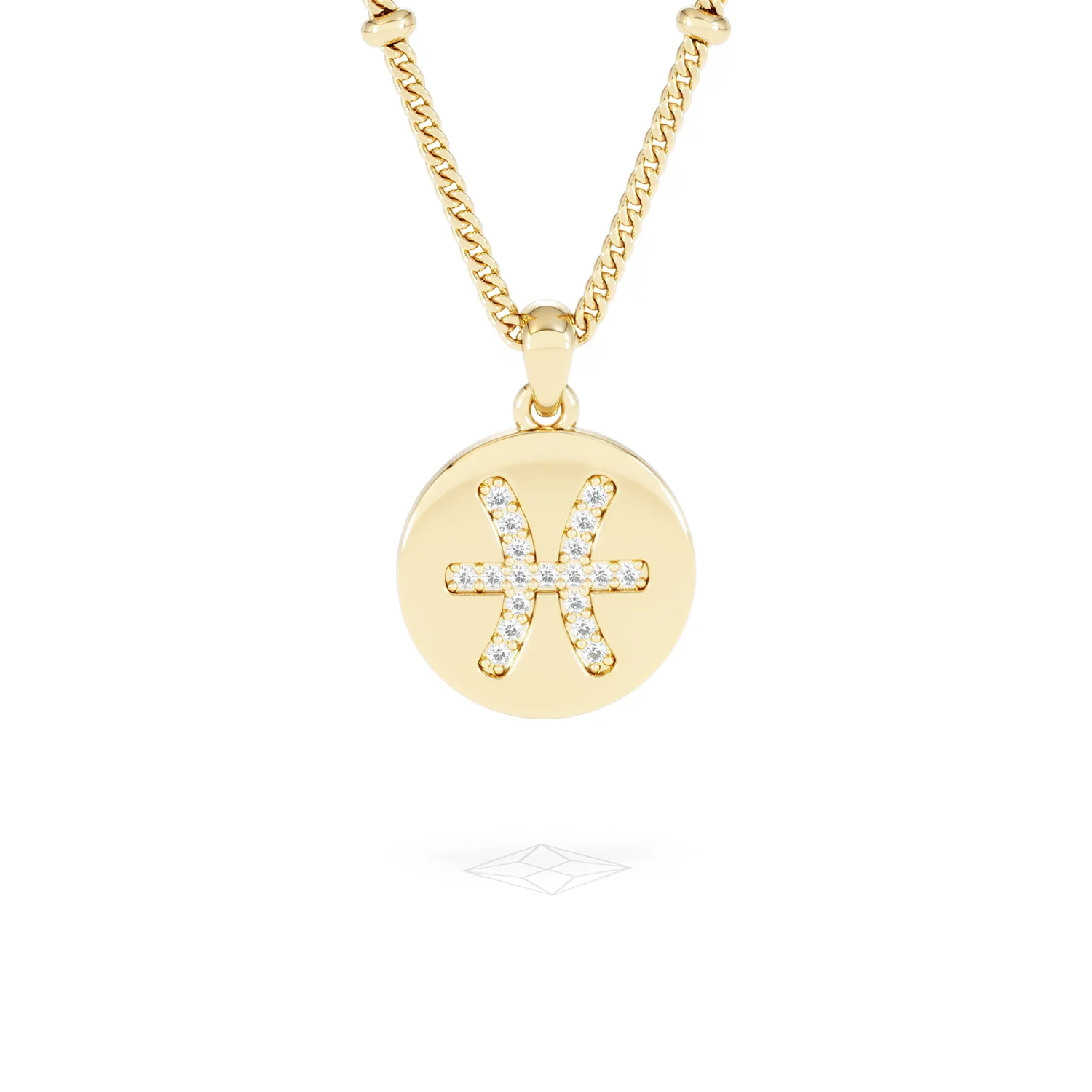 Astrology Pisces 0.07ct Lab Grown Diamond Medallion Pendant Necklace in 18K Gold Vermeil - Image 10