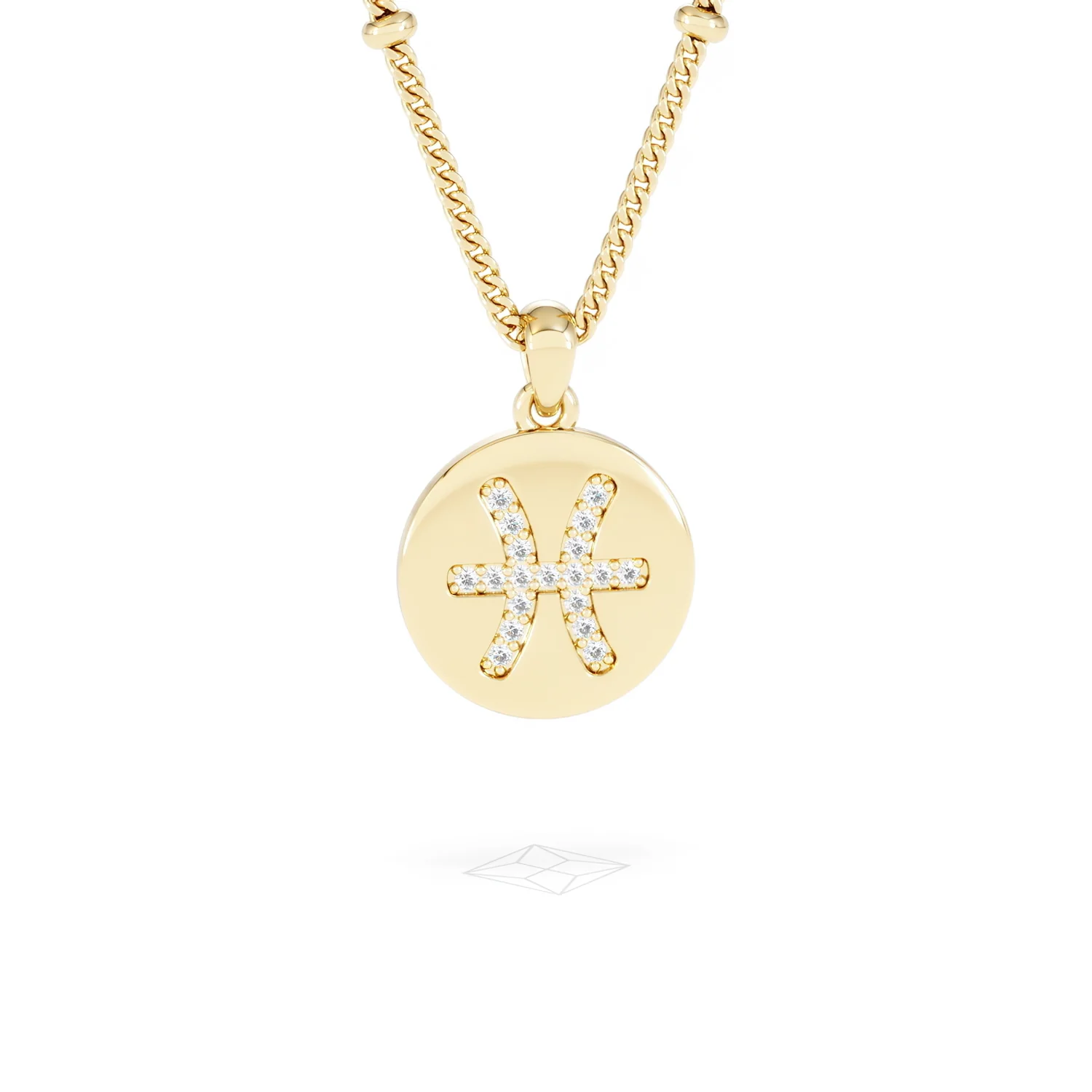 Astrology Pisces 0.07ct Lab Grown Diamond Medallion Pendant Necklace in 18K Gold Vermeil - Image 11
