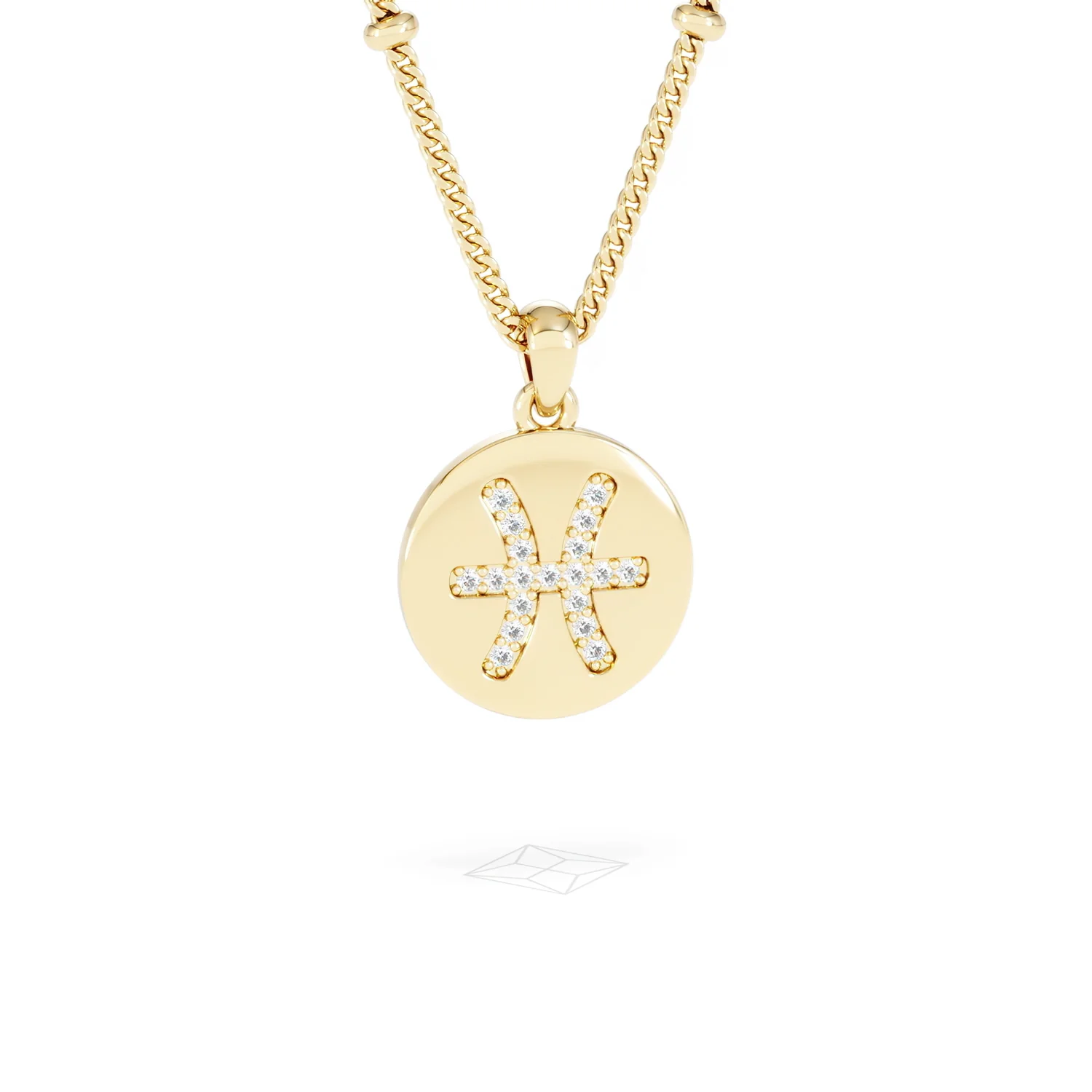 Astrology Pisces 0.07ct Lab Grown Diamond Medallion Pendant Necklace in 18K Gold Vermeil - Image 12