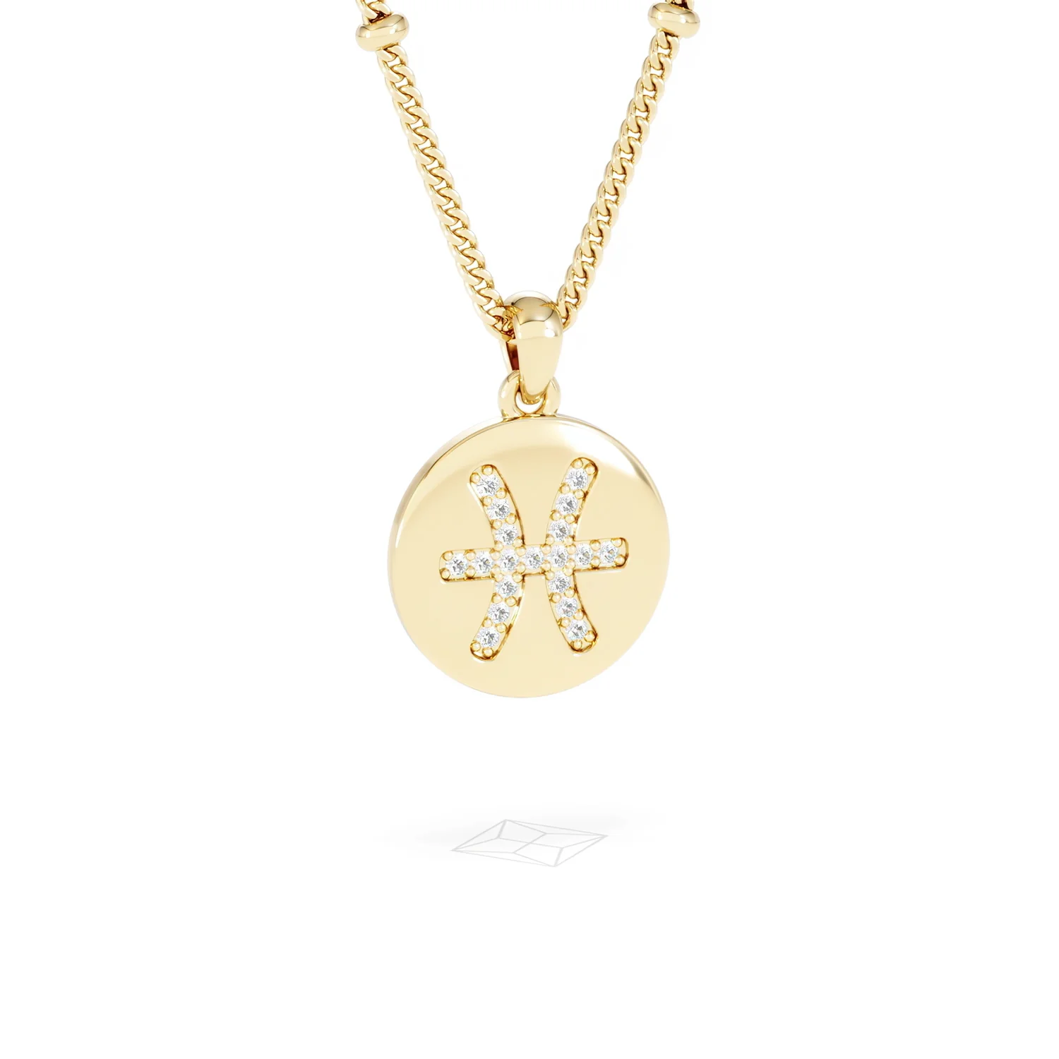 Astrology Pisces 0.07ct Lab Grown Diamond Medallion Pendant Necklace in 18K Gold Vermeil - Image 13