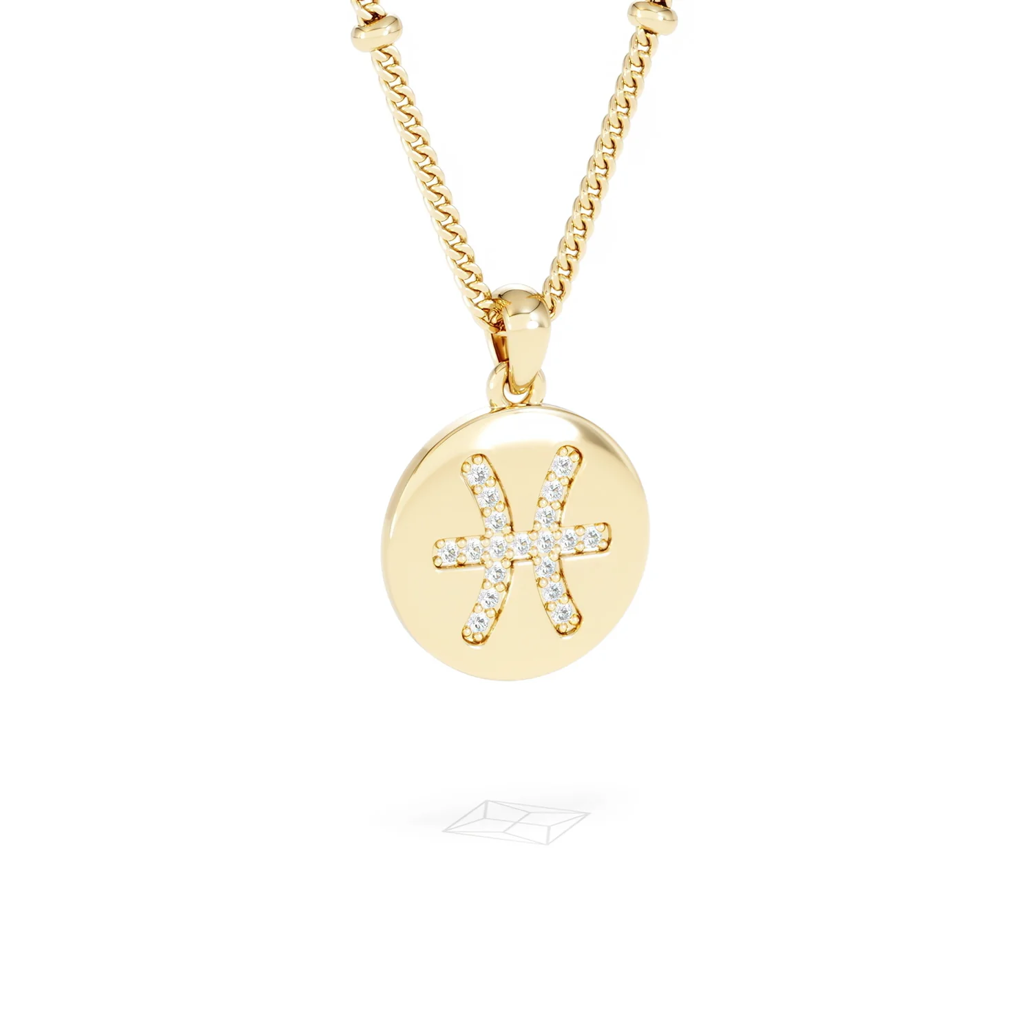 Astrology Pisces 0.07ct Lab Grown Diamond Medallion Pendant Necklace in 18K Gold Vermeil - Image 14