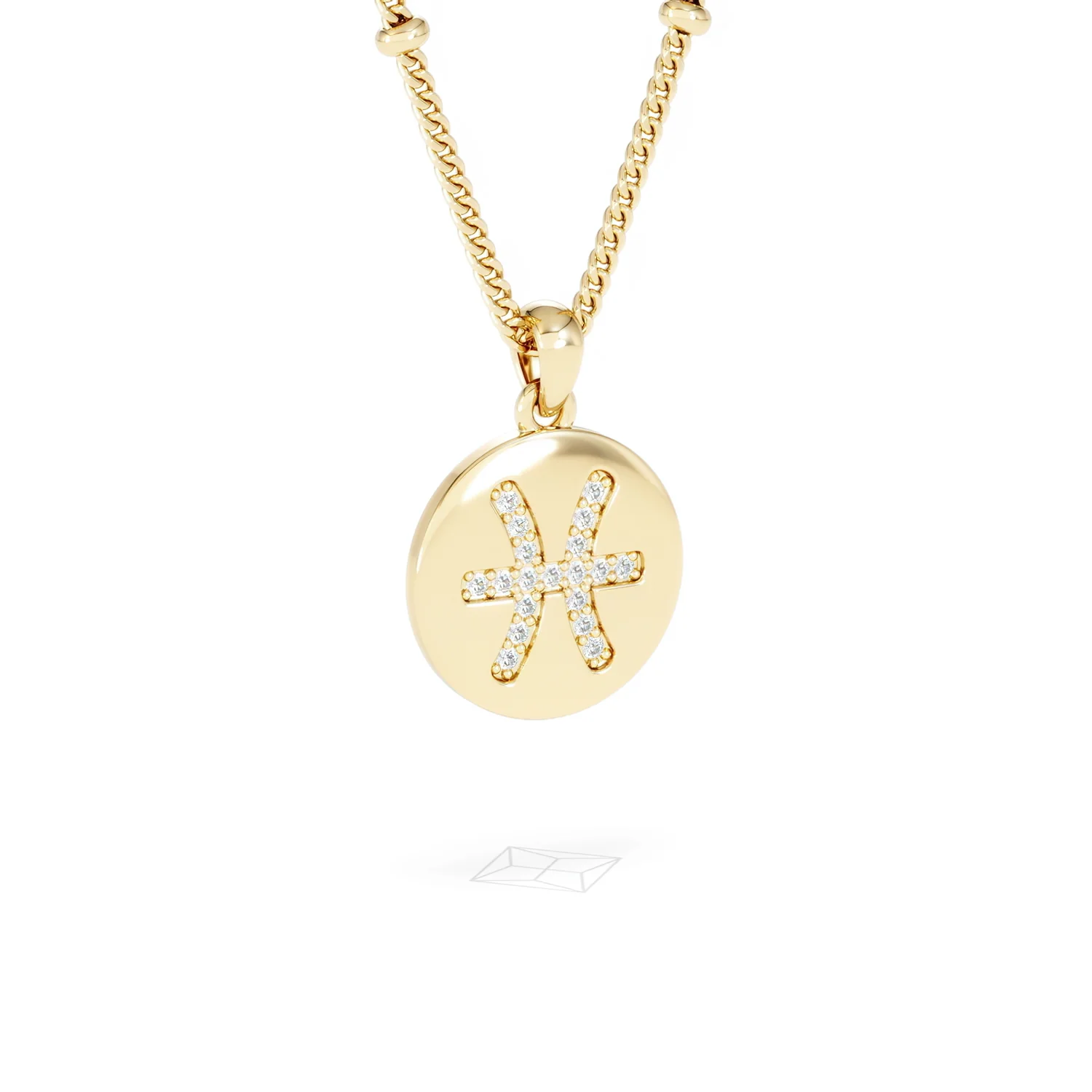 Astrology Pisces 0.07ct Lab Grown Diamond Medallion Pendant Necklace in 18K Gold Vermeil - Image 15
