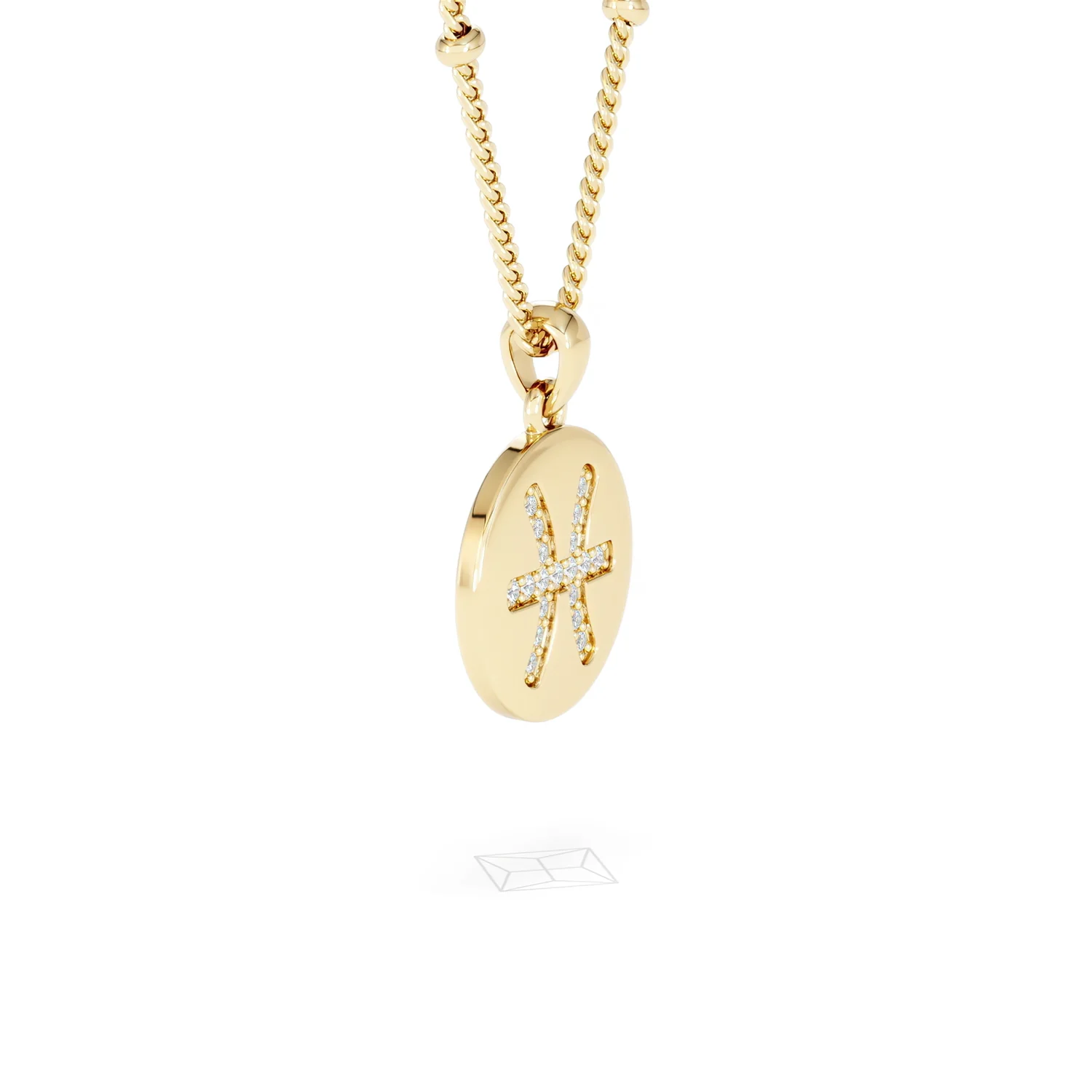 Astrology Pisces 0.07ct Lab Grown Diamond Medallion Pendant Necklace in 18K Gold Vermeil - Image 22