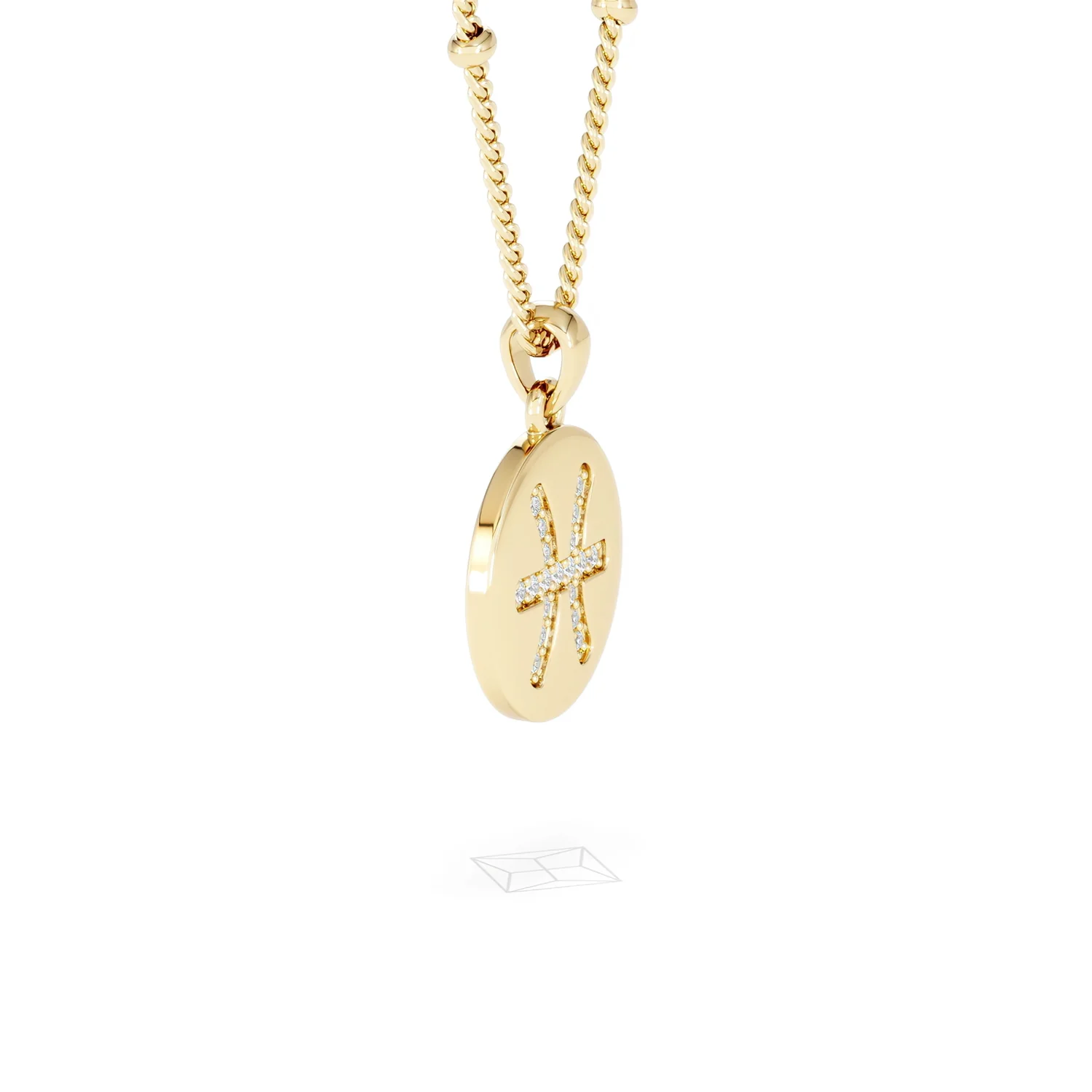 Astrology Pisces 0.07ct Lab Grown Diamond Medallion Pendant Necklace in 18K Gold Vermeil - Image 23
