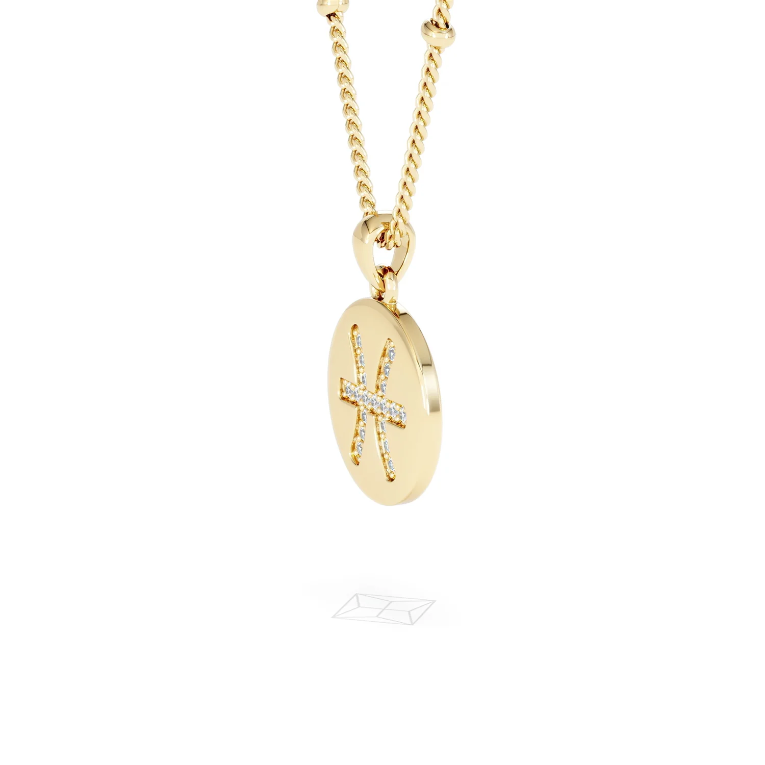 Astrology Pisces 0.07ct Lab Grown Diamond Medallion Pendant Necklace in 18K Gold Vermeil - Image 75