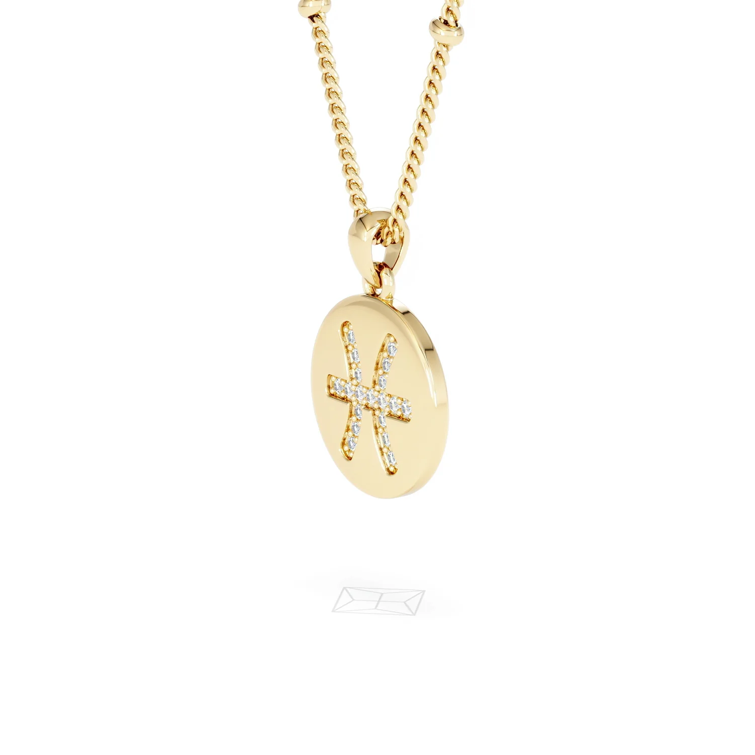 Astrology Pisces 0.07ct Lab Grown Diamond Medallion Pendant Necklace in 18K Gold Vermeil - Image 77