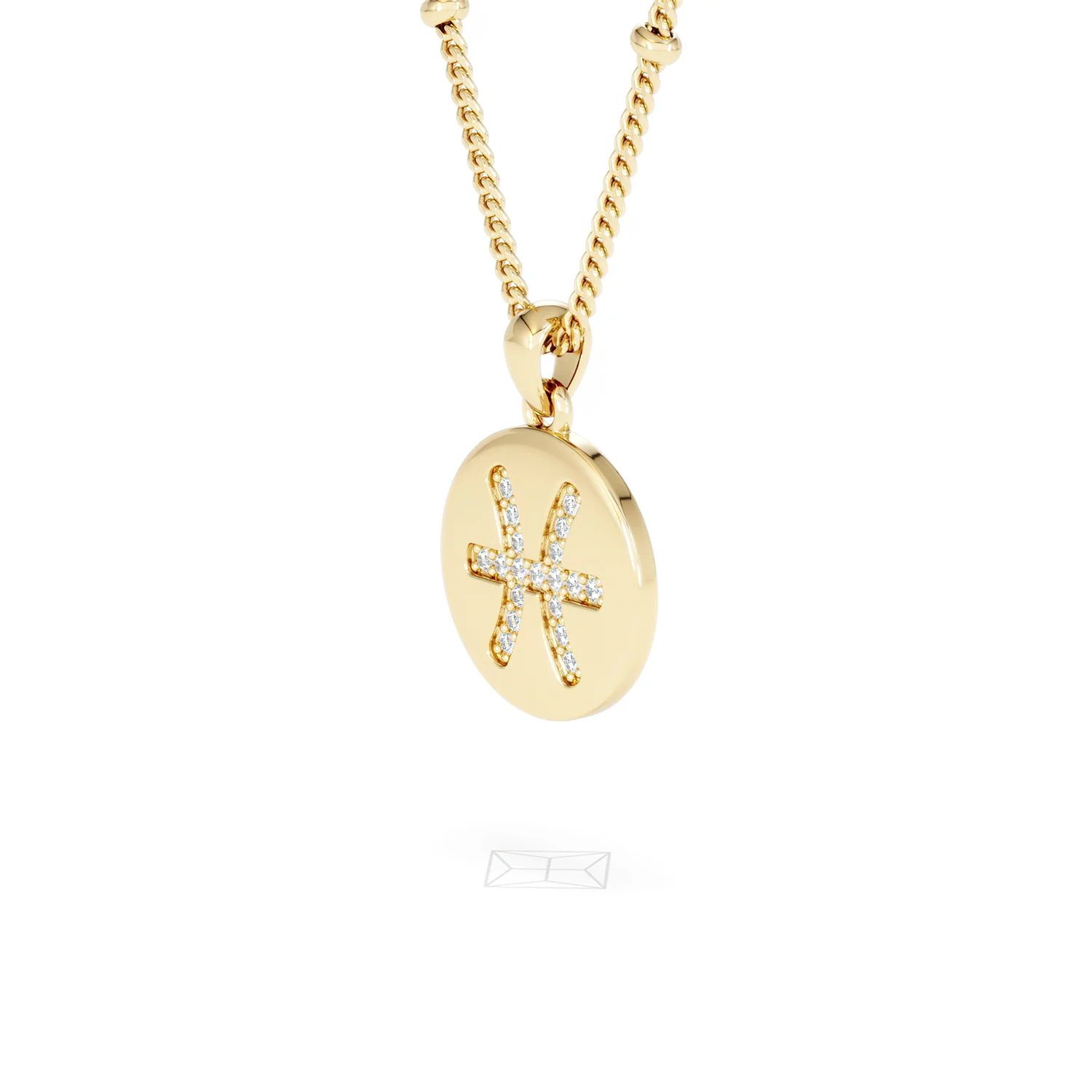 Astrology Pisces 0.07ct Lab Grown Diamond Medallion Pendant Necklace in 18K Gold Vermeil - Image 78
