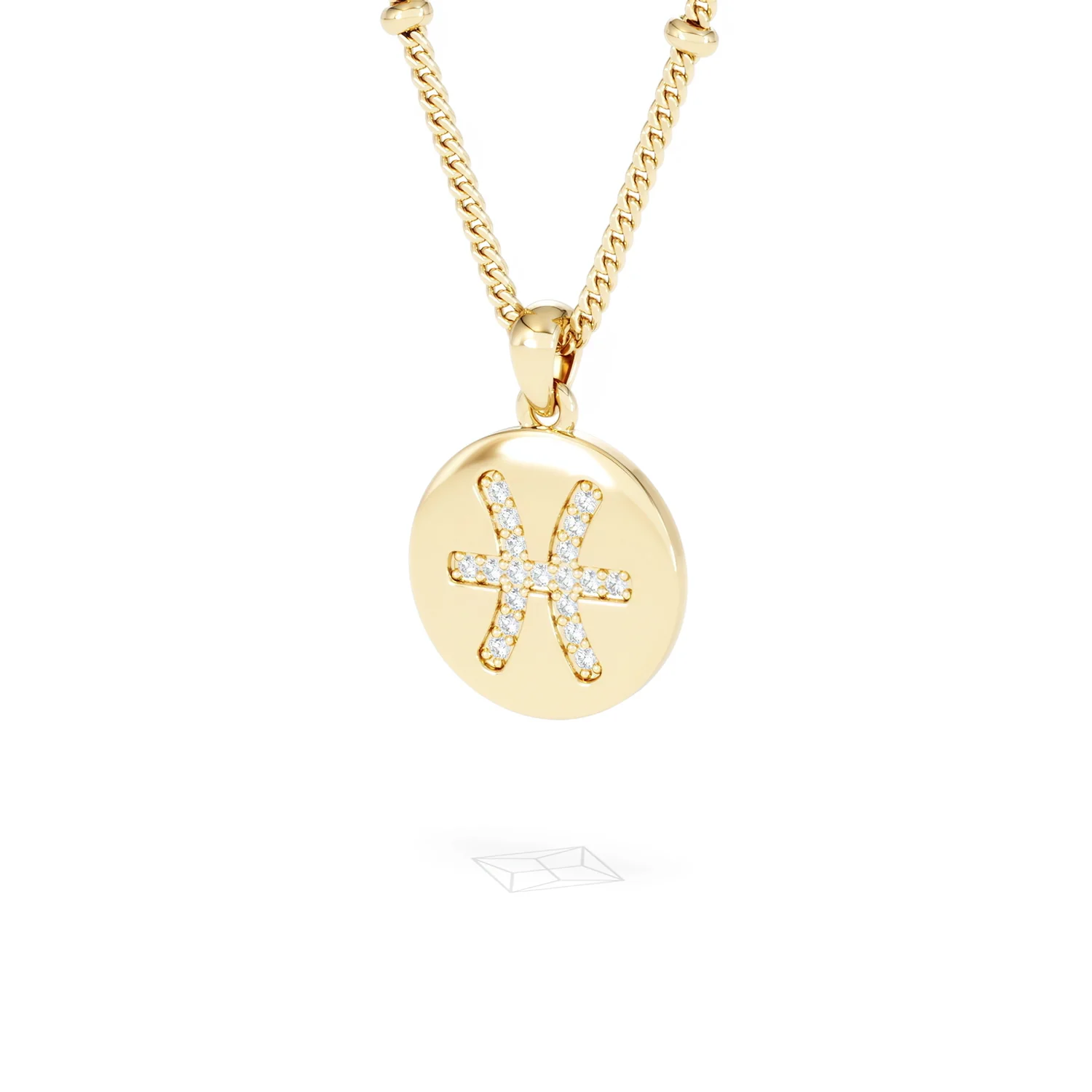 Astrology Pisces 0.07ct Lab Grown Diamond Medallion Pendant Necklace in 18K Gold Vermeil - Image 83