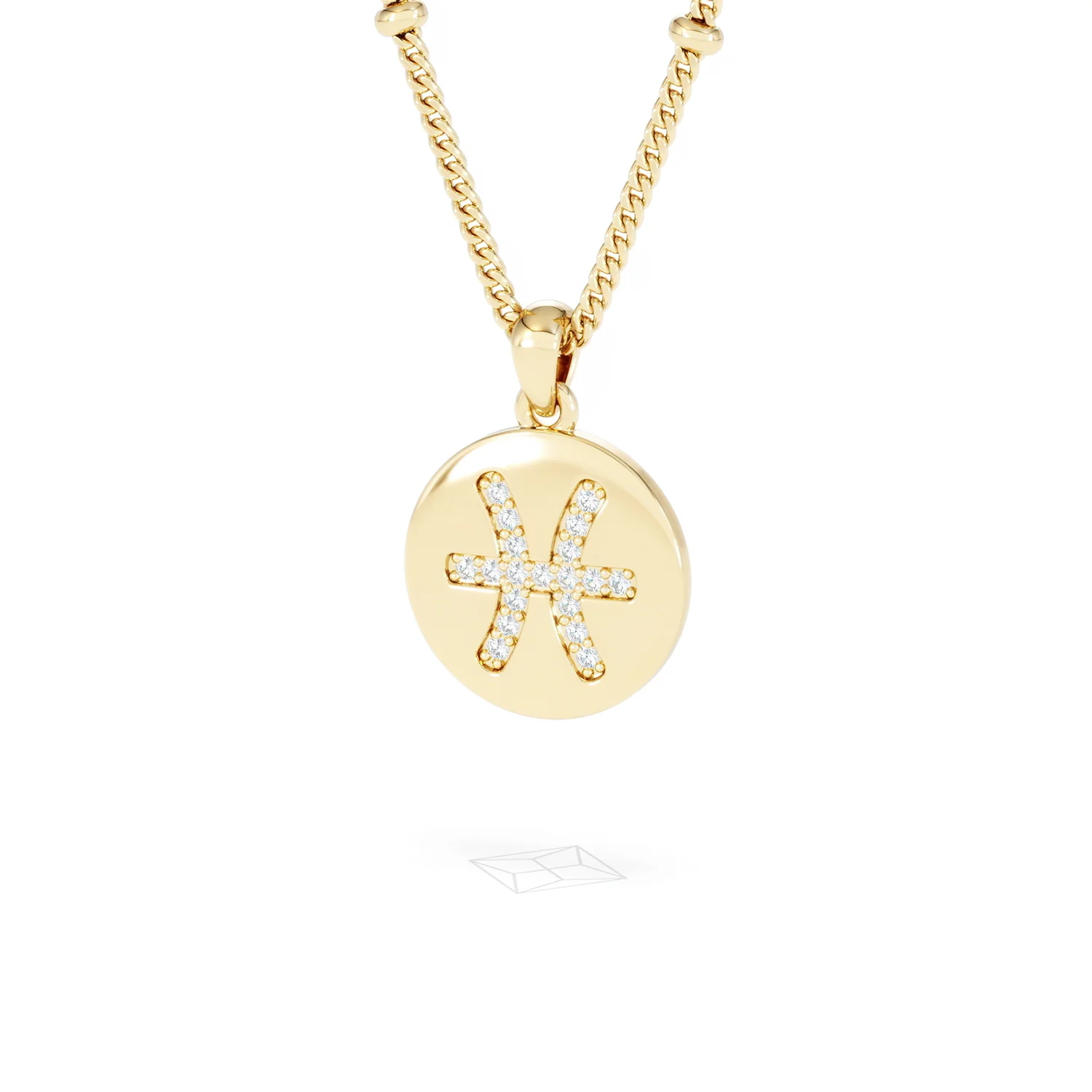 Astrology Pisces 0.07ct Lab Grown Diamond Medallion Pendant Necklace in 18K Gold Vermeil - Image 84