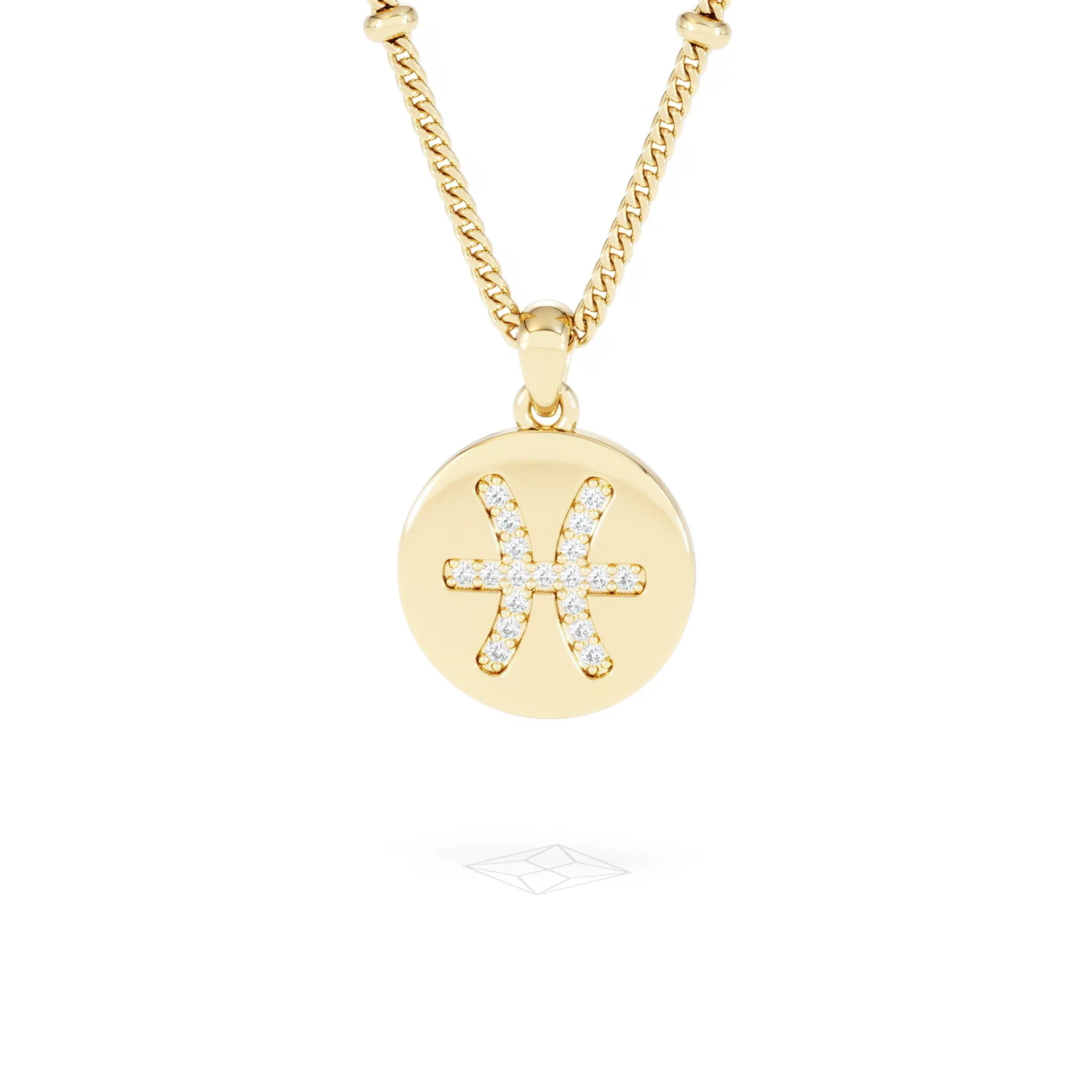 Astrology Pisces 0.07ct Lab Grown Diamond Medallion Pendant Necklace in 18K Gold Vermeil - Image 87