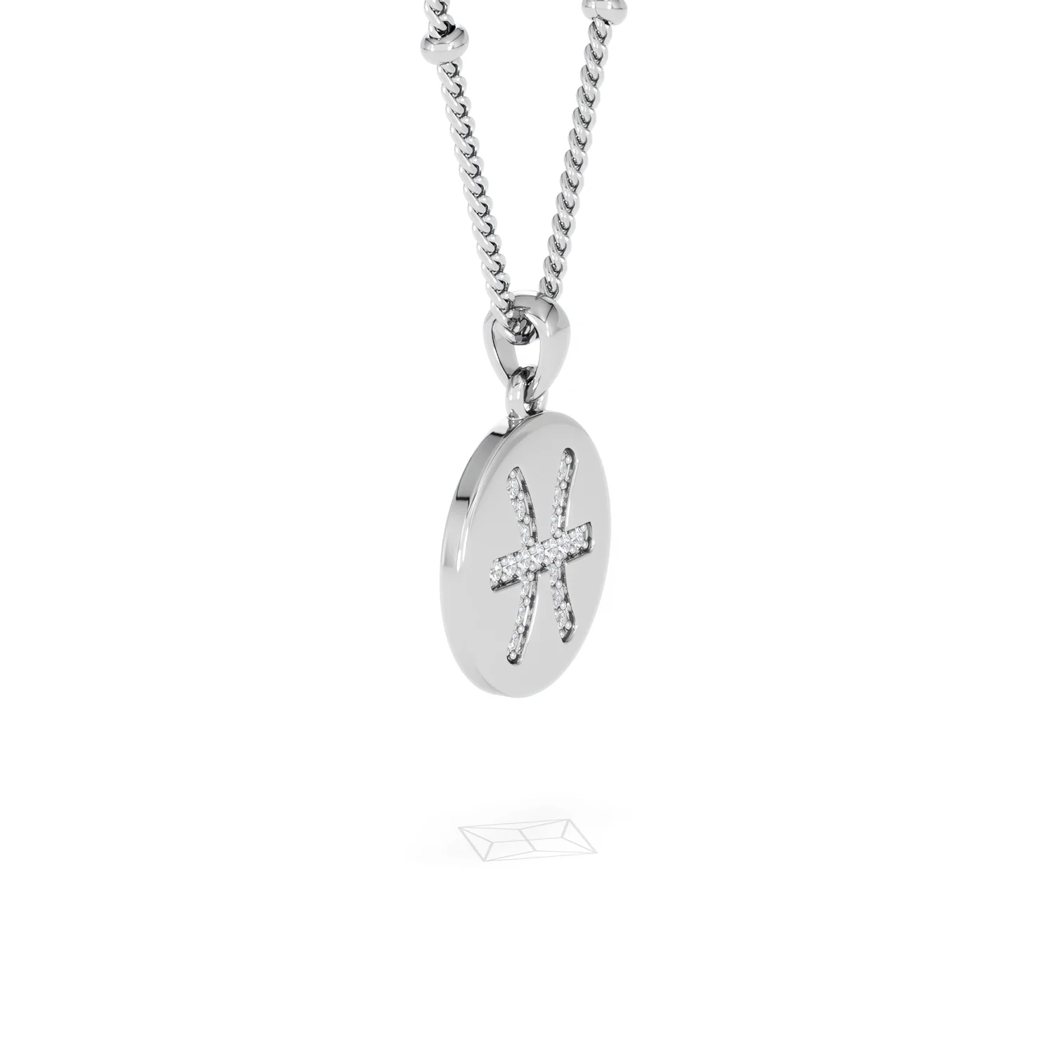 Astrology Pisces 0.07ct Lab Grown Diamond Medallion Pendant Necklace in Sterling Silver - Image 22
